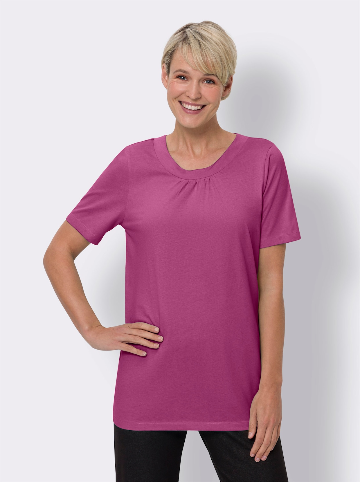 Longshirt - magenta-meliert