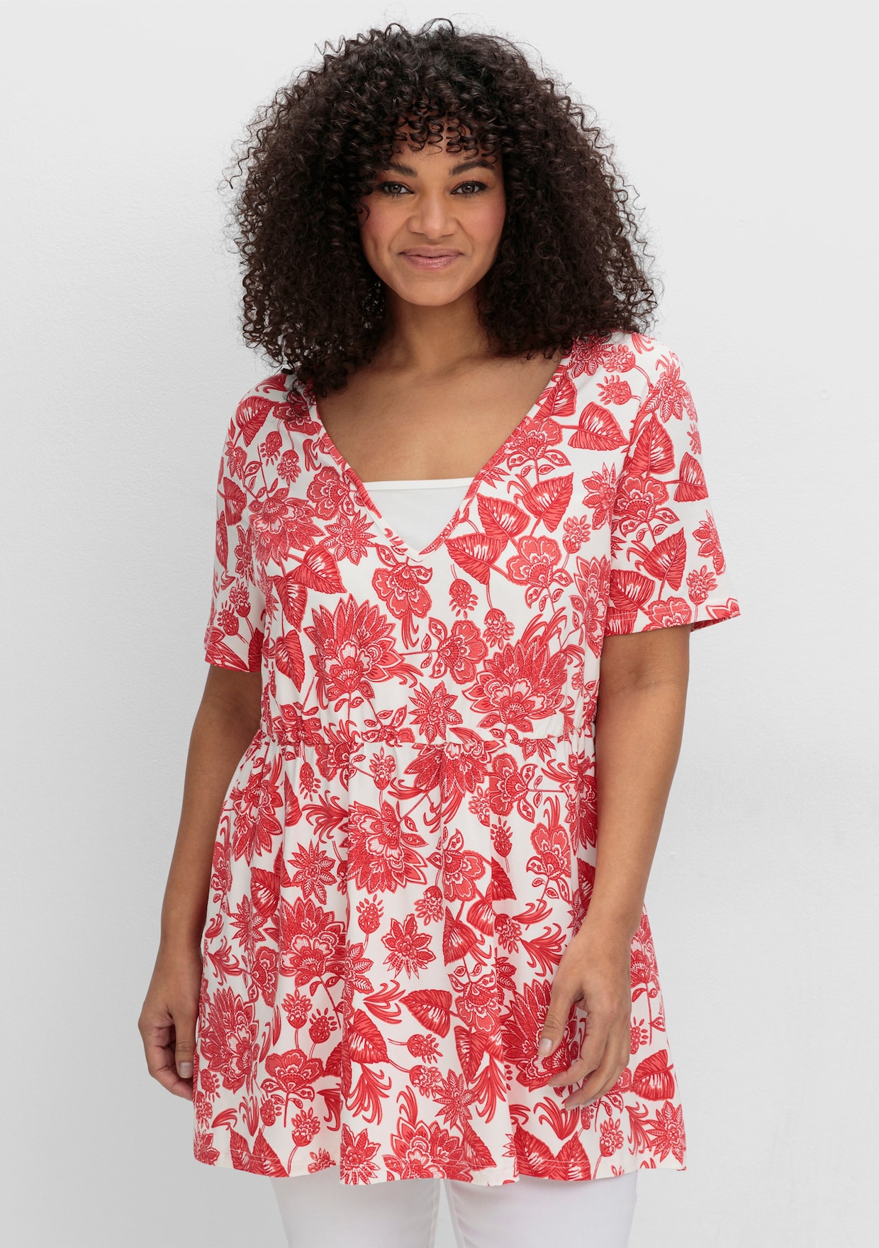 sheego by Joe Browns Lang shirt - ecru gedessineerd
