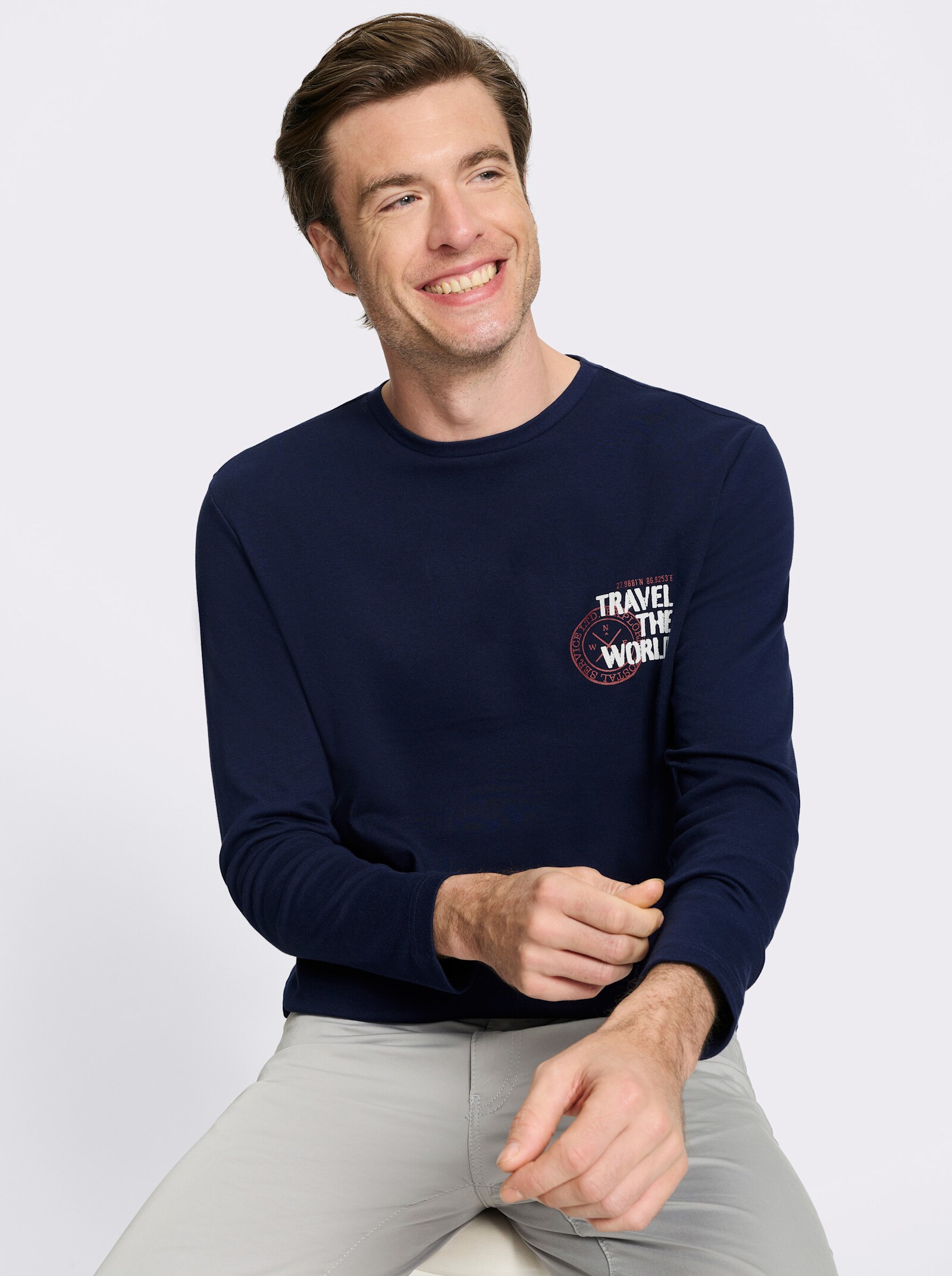 Catamaran Langarmshirt - marine-bedruckt