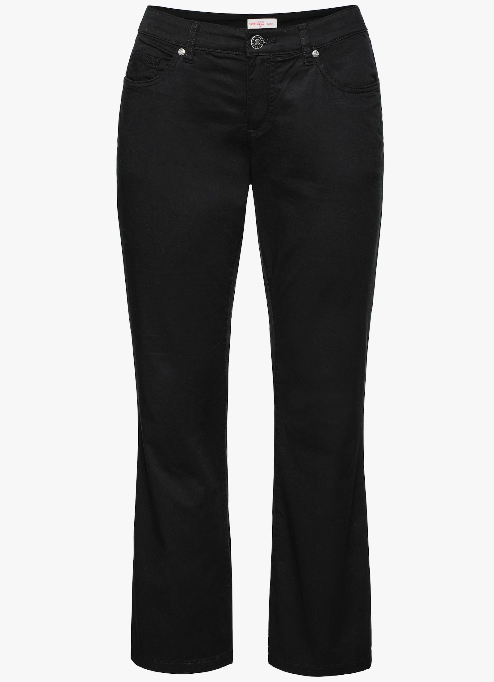 sheego Bootcut broek van katoen-twill - zwart