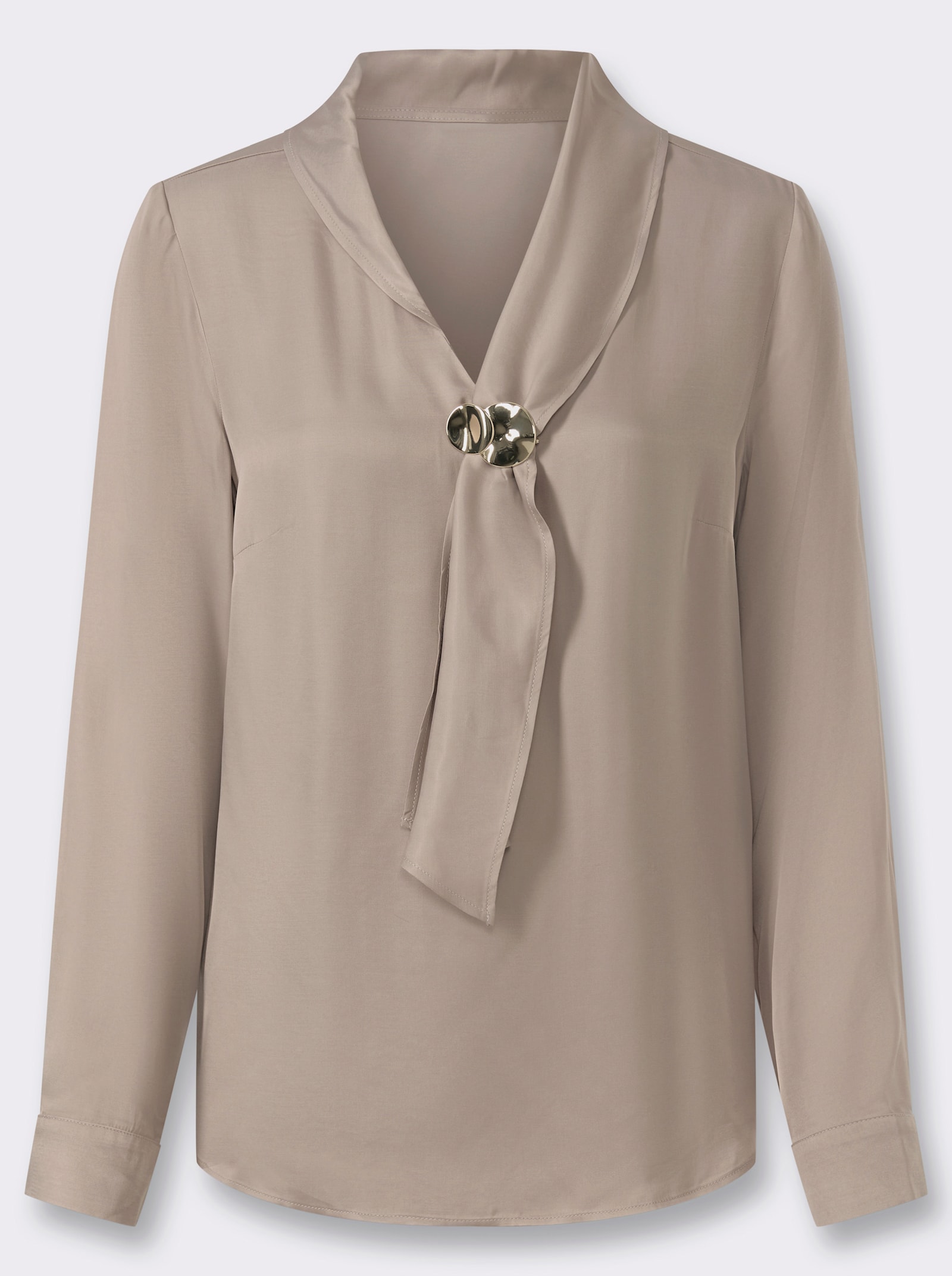 heine Satinbluse mit abnehmbarer Brosche - sesam