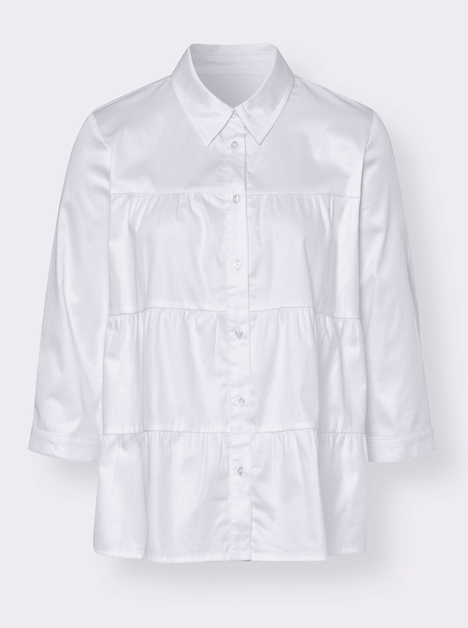 heine Langarmbluse mit Quernähten - weiß