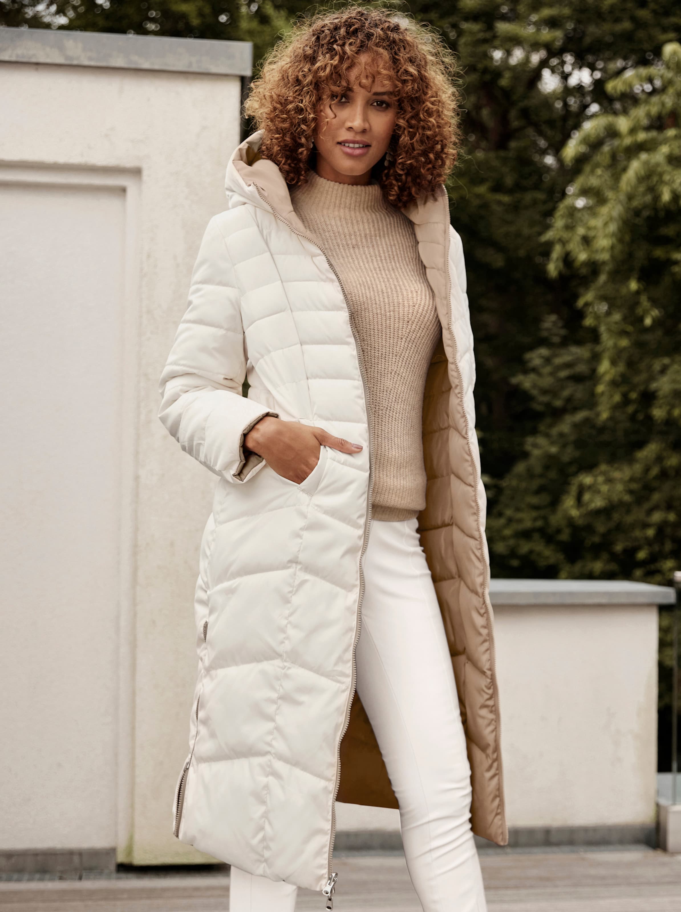 Steppmantel Cognac S Oliver Mantel Cognac Outfit Karo Wintermantel