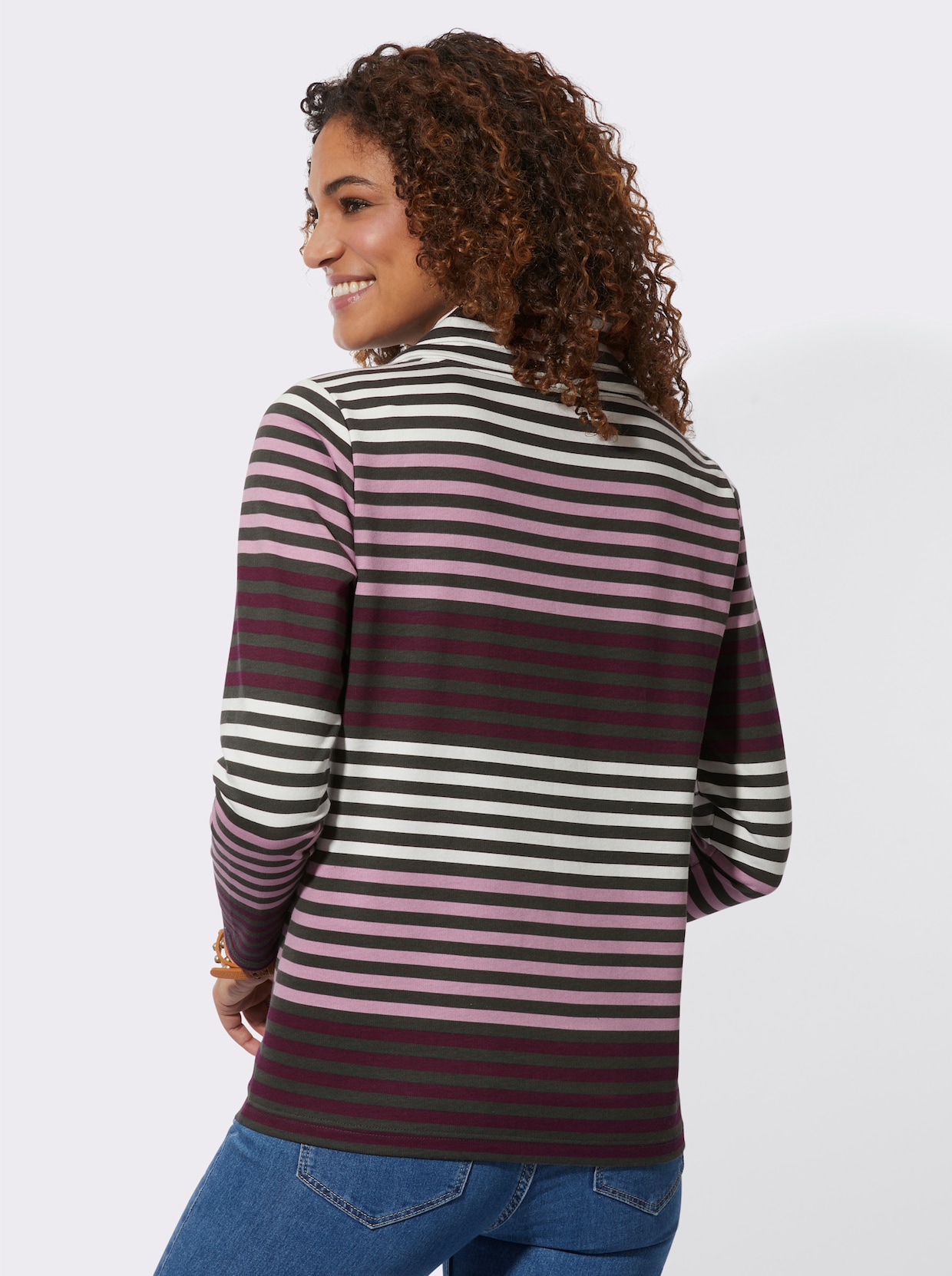 Colshirt - bordeaux/mauve gestreept