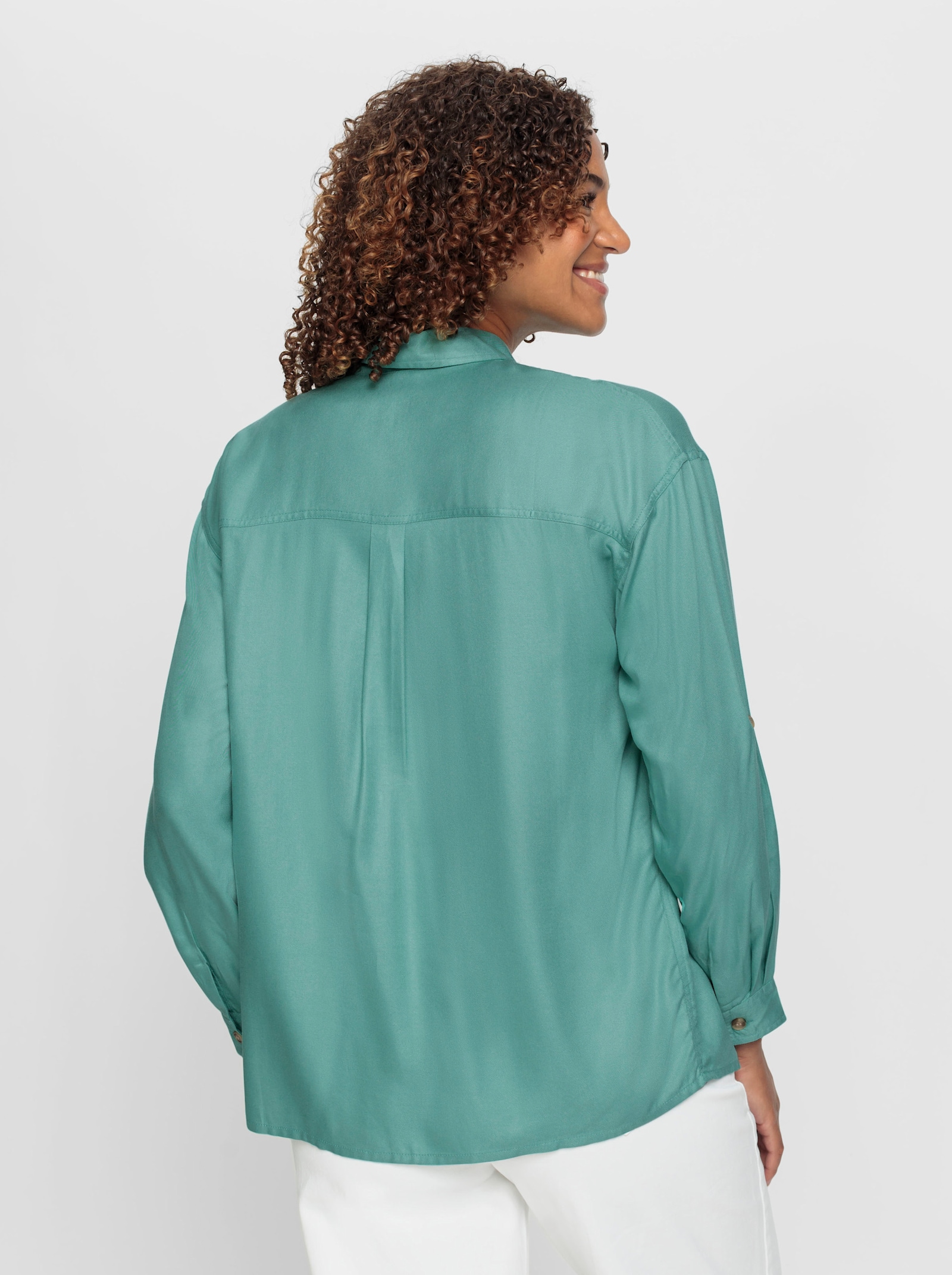 Hemdbluse aus reiner Viskose - salbei