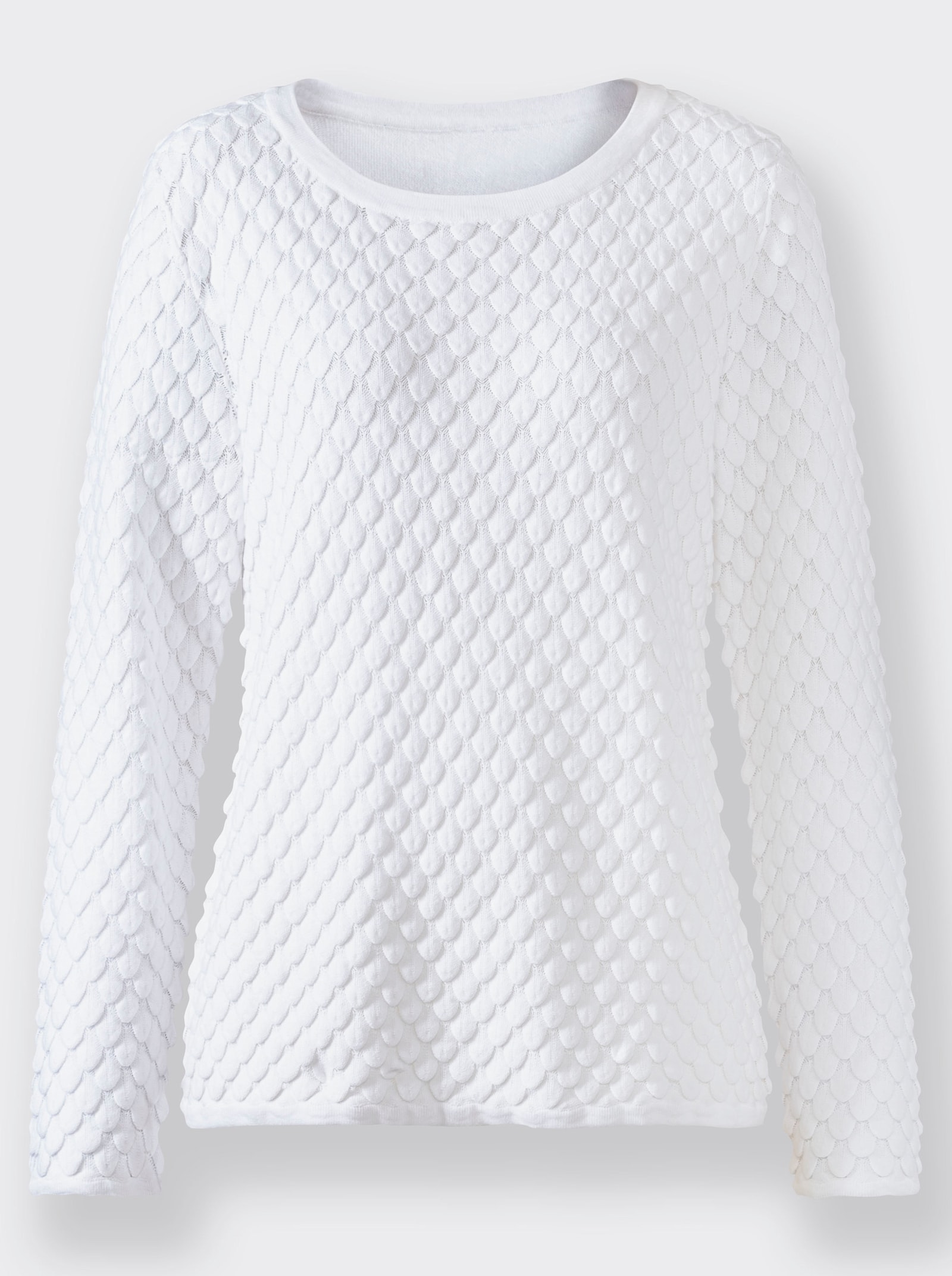 Strickpullover mit Strukturmuster - weiß