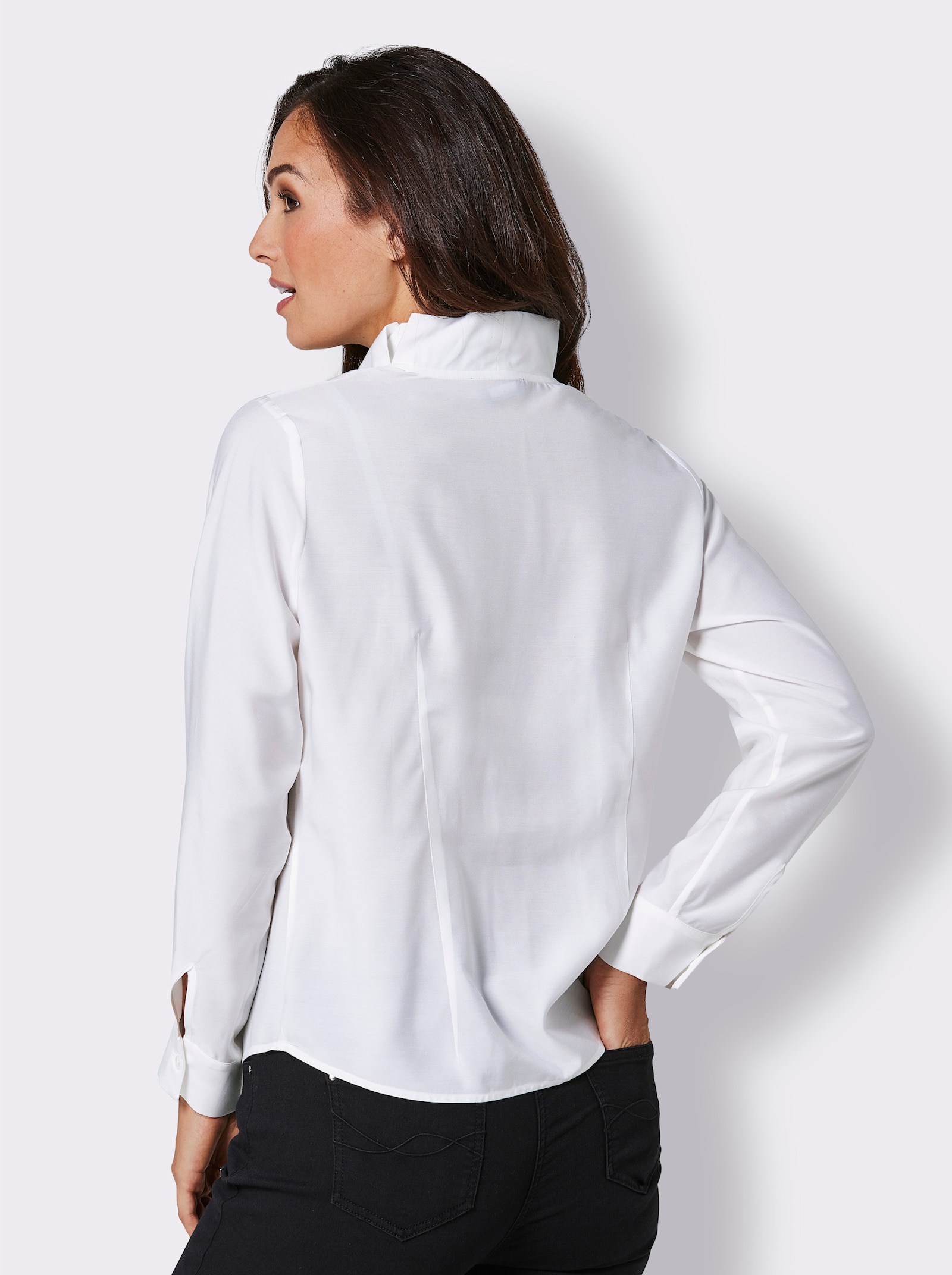 CREATION L PREMIUM Blouse met lange mouw en taillering - wit