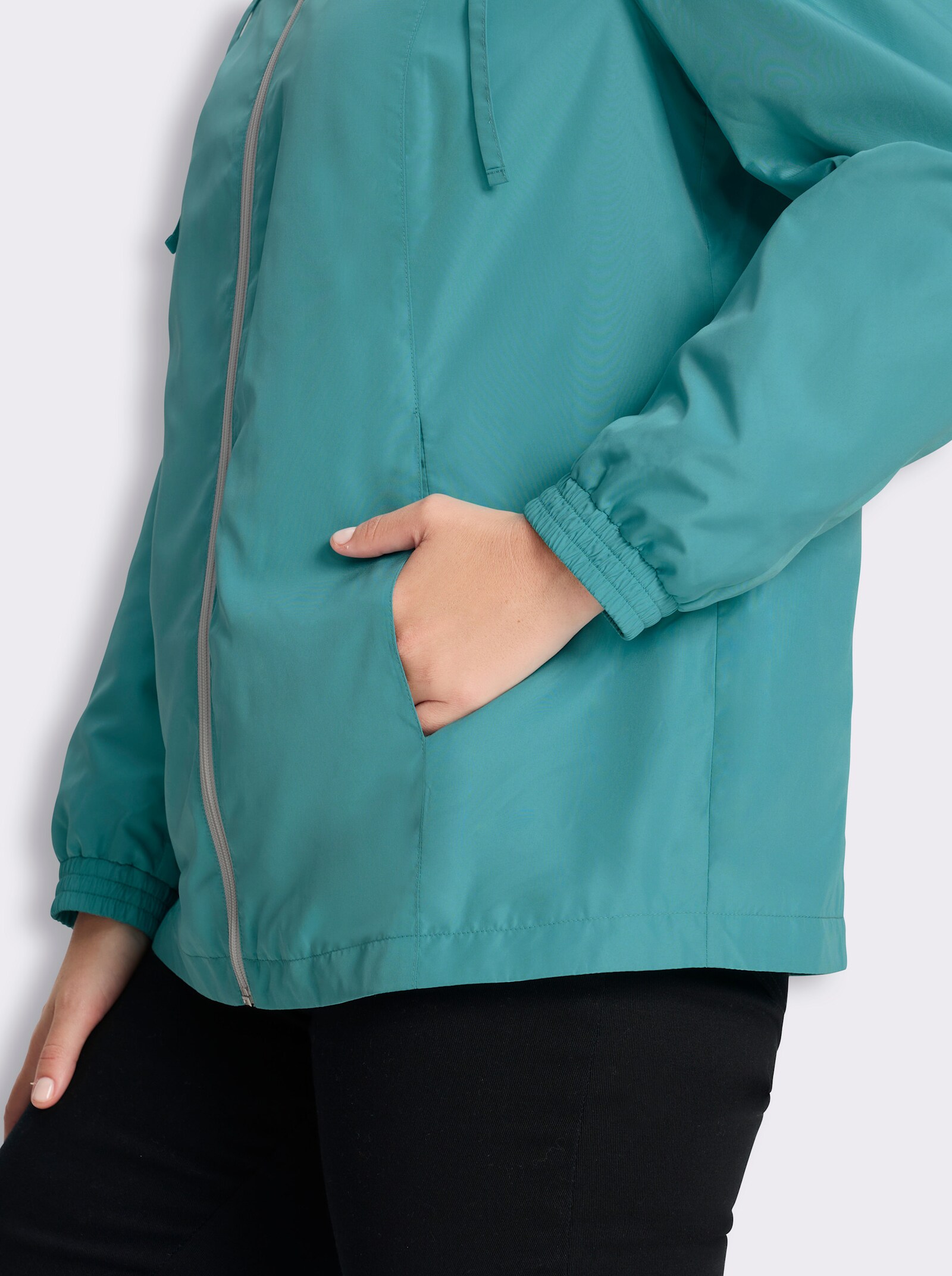 Jacke mit Teilungsnähten und Kapuze - ozean