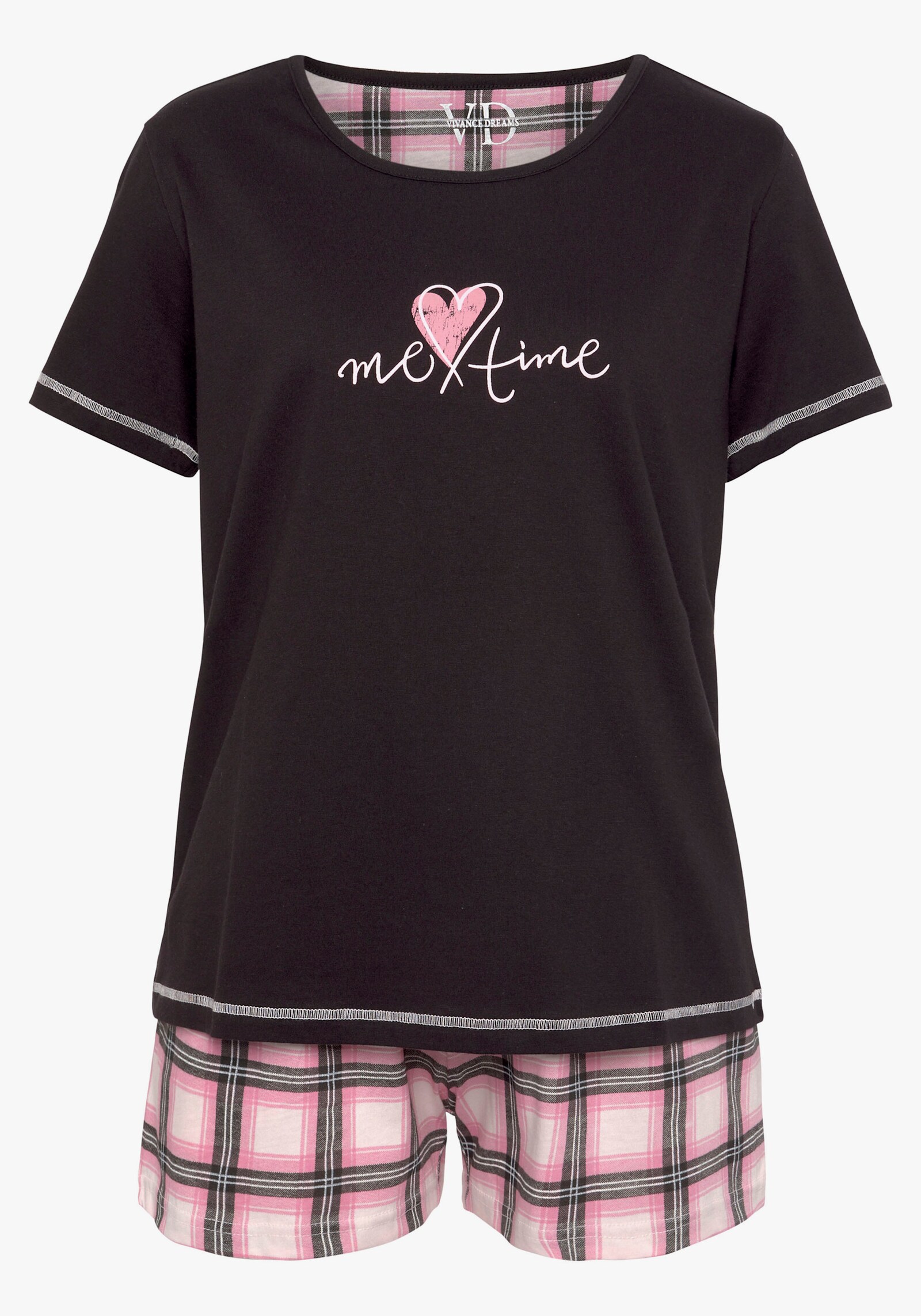 Vivance Dreams Pyjama court - noir + rose