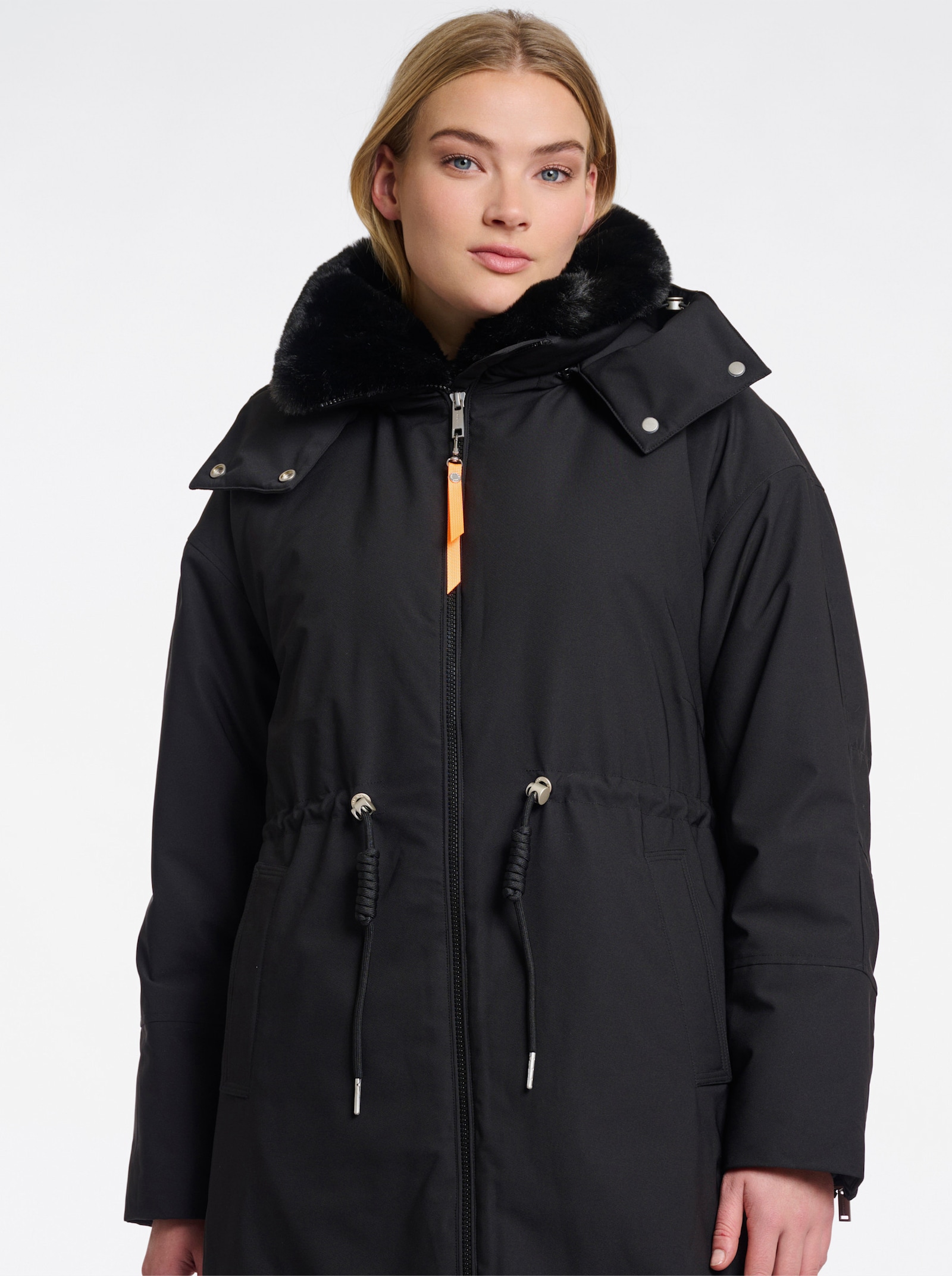 Rino & Pelle Wintermantel mit Seitenschlitzen - schwarz