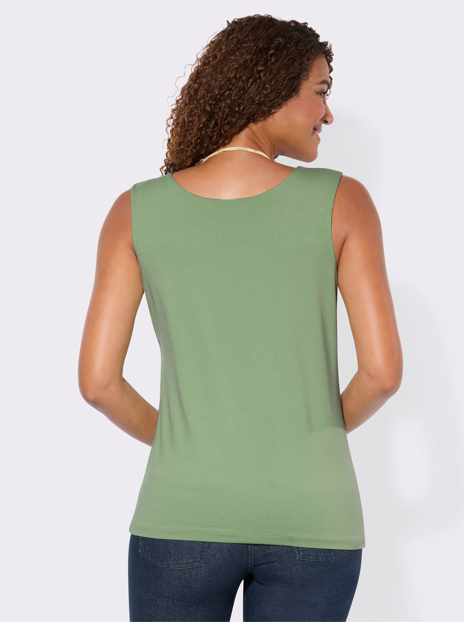Shirttop mit Karree-Ausschnitt - eucalyptus