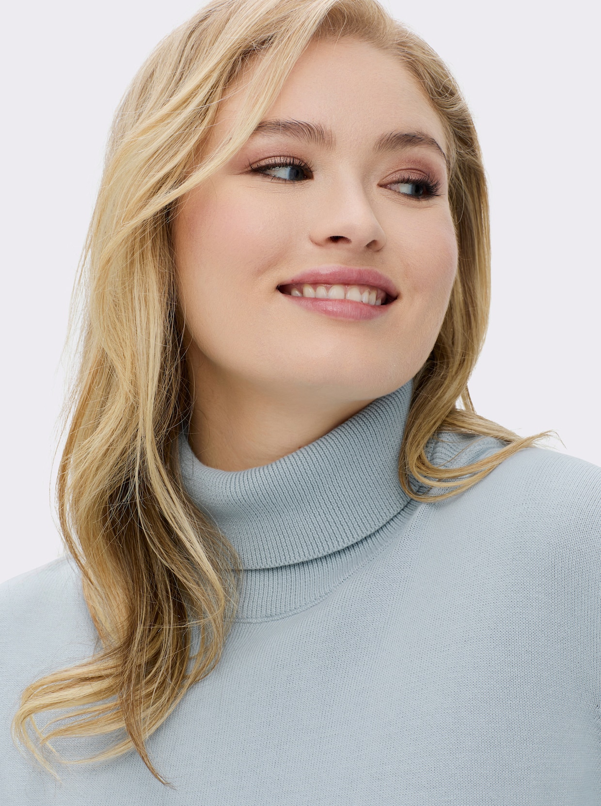 Rollkragenpullover aus reiner Baumwolle - bleu