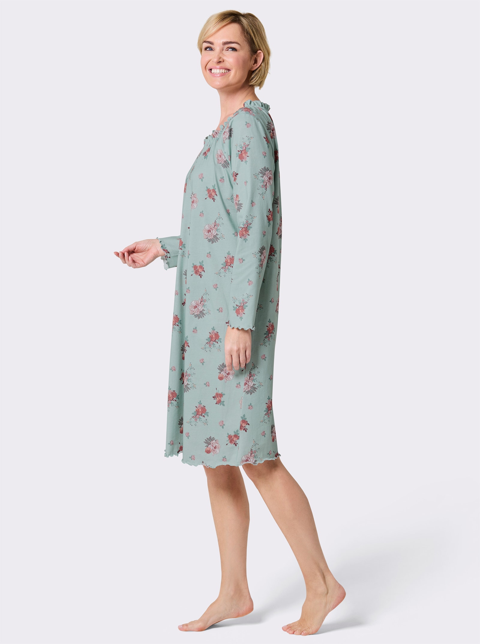 wäschepur Nachthemd - kalkmint-ecru-bedruckt