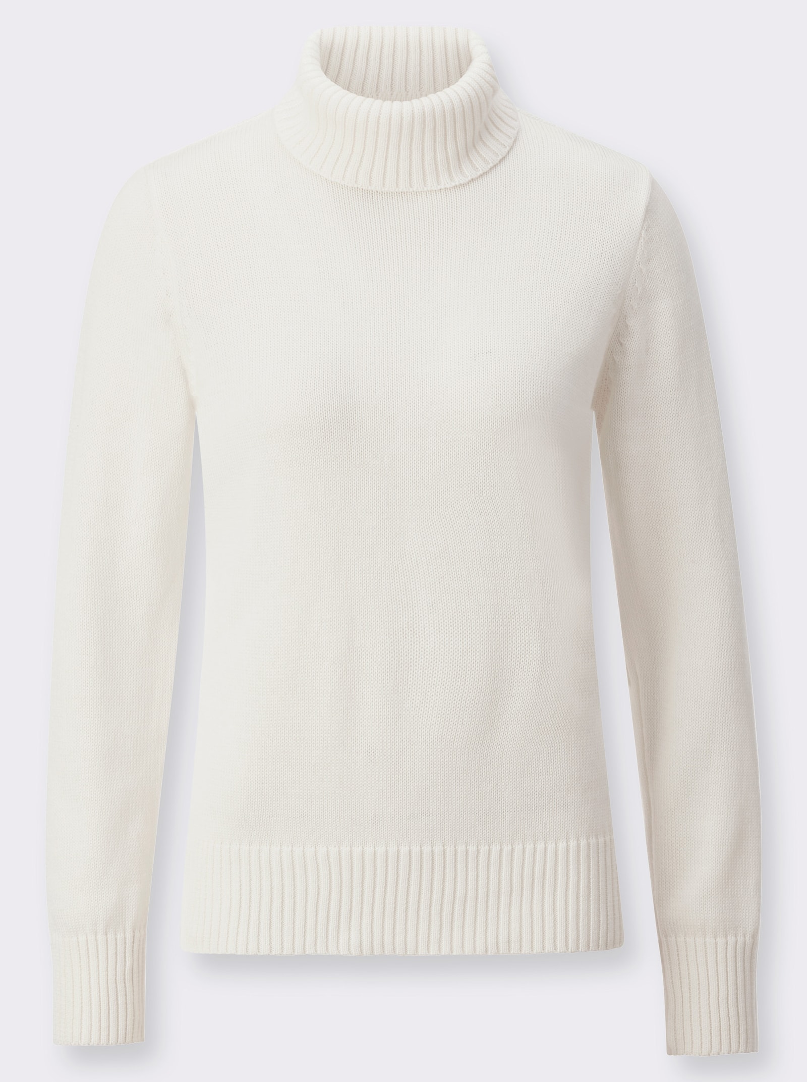 Rollkragenpullover im Baumwoll-Mix - wollweiß