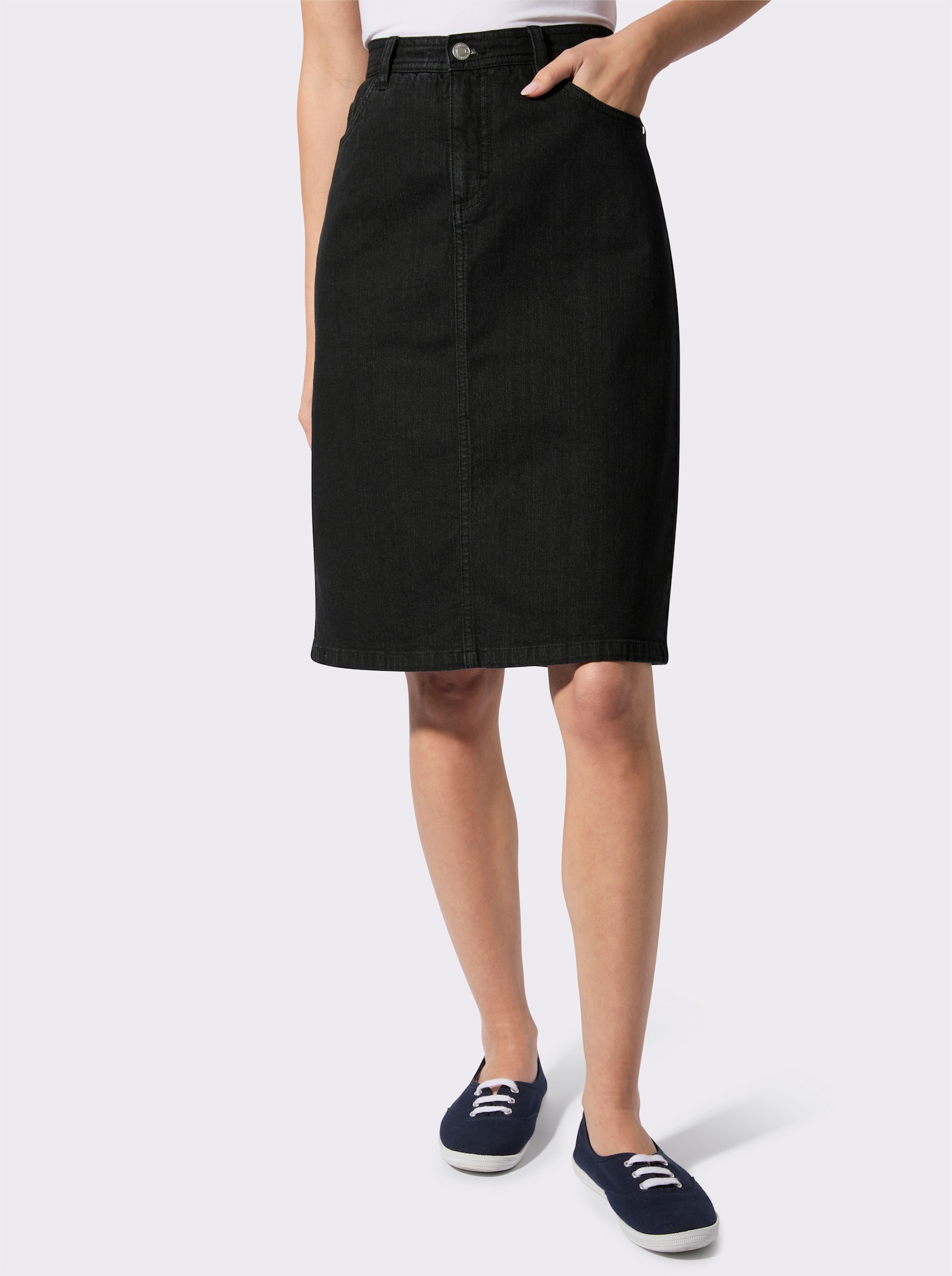 Jeansrock in 5-Pocket-Form - black-denim