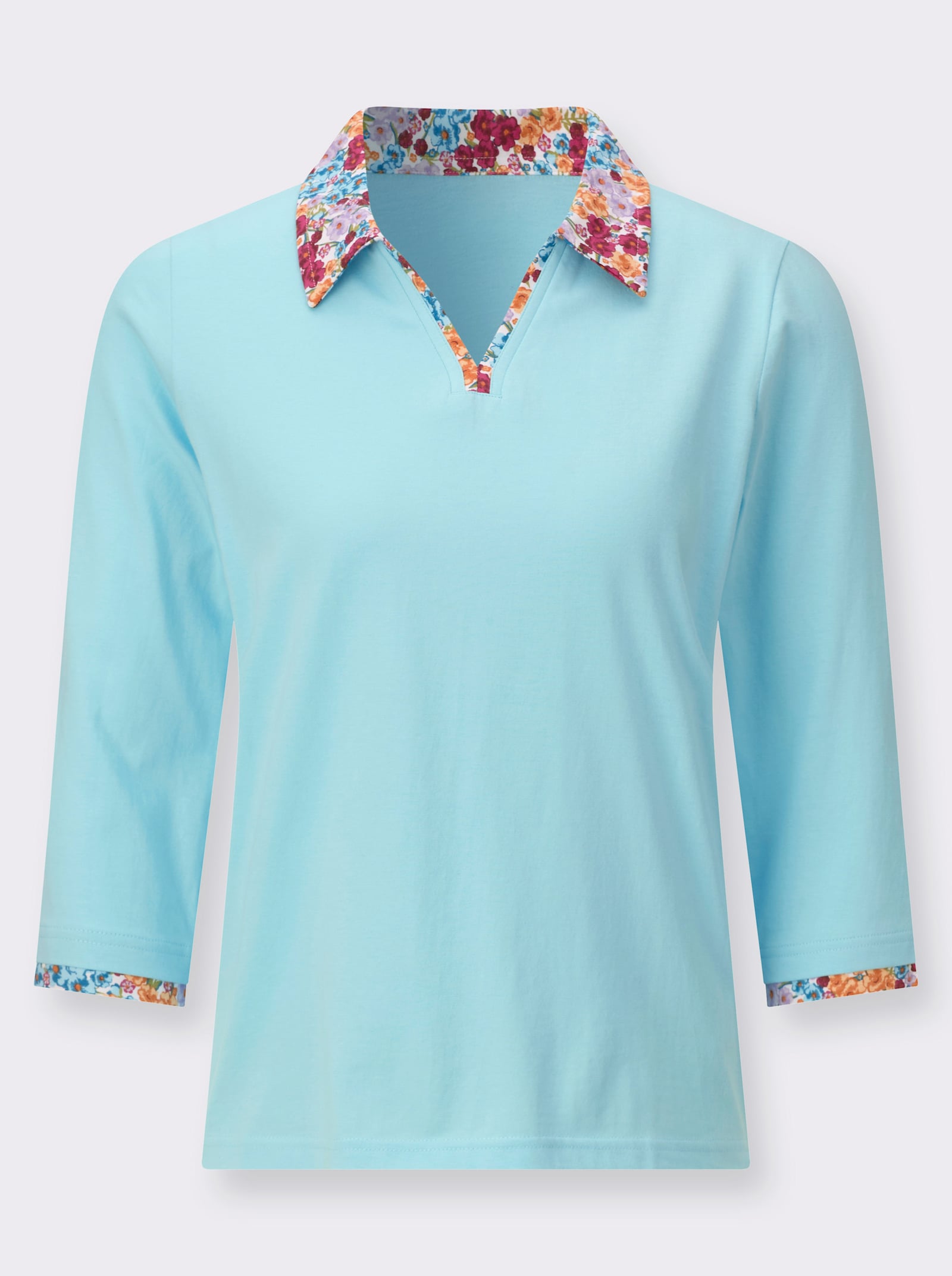 Poloshirt mit vielen Details - aquamarin