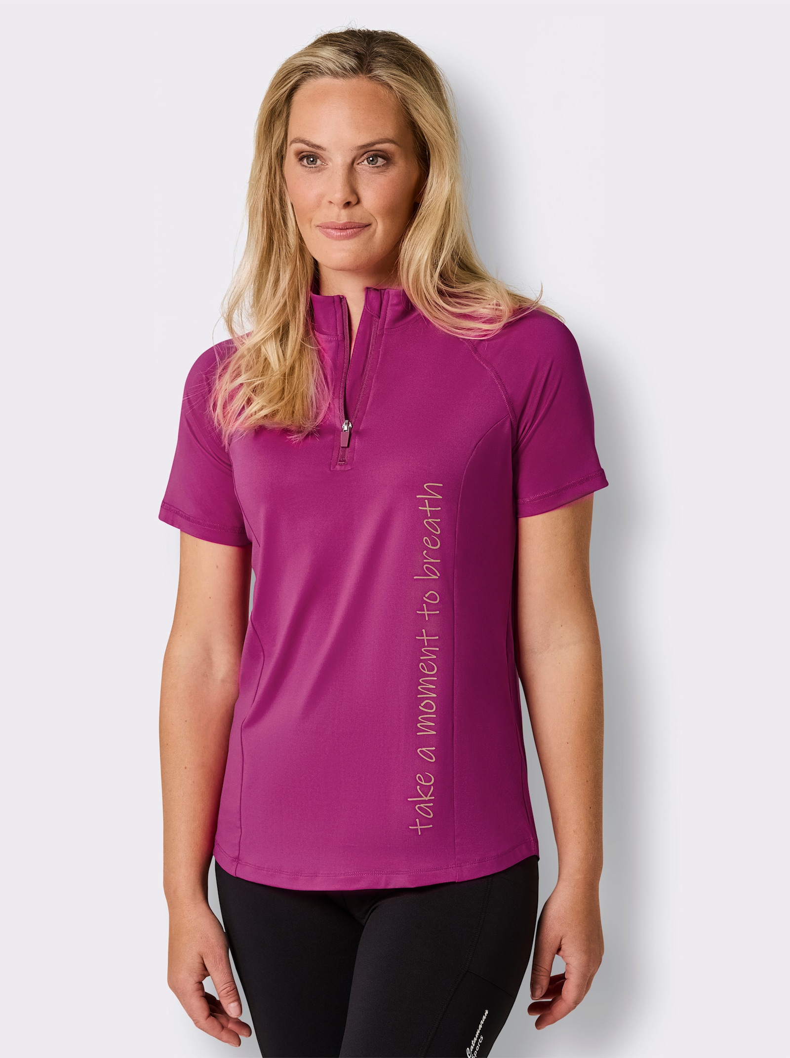 Fahrradshirt mit Reißverschluss - magenta