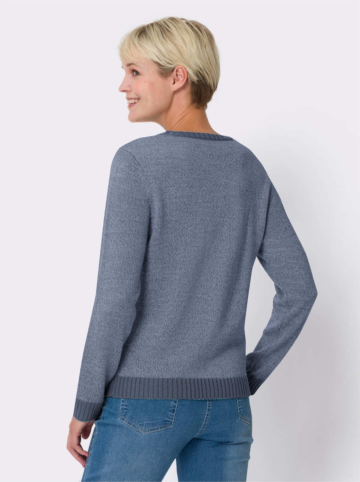 Pullover met lange mouwen - rookblauw/wit gemêleerd