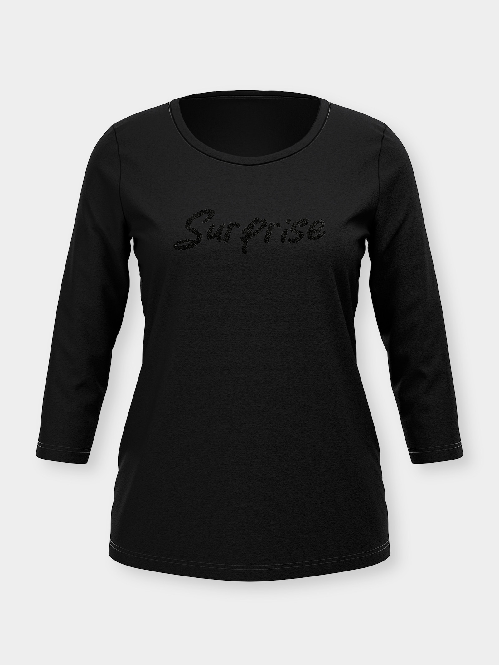 heine 3/4-Arm-Shirt mit Schriftzug - schwarz