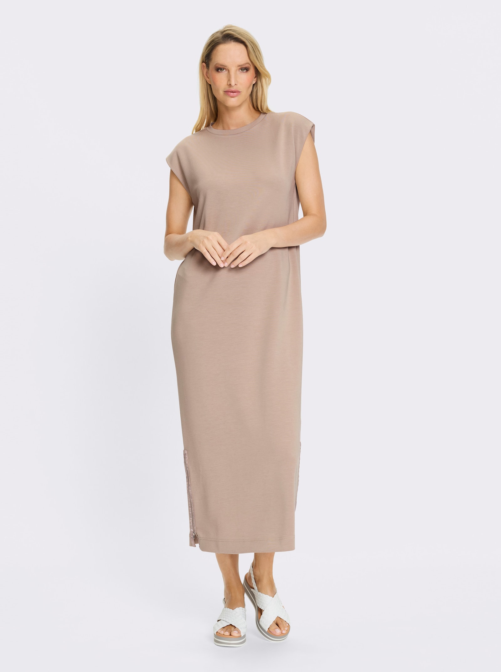 heine Jerseykleid mit Seitenschlitzen - sesam