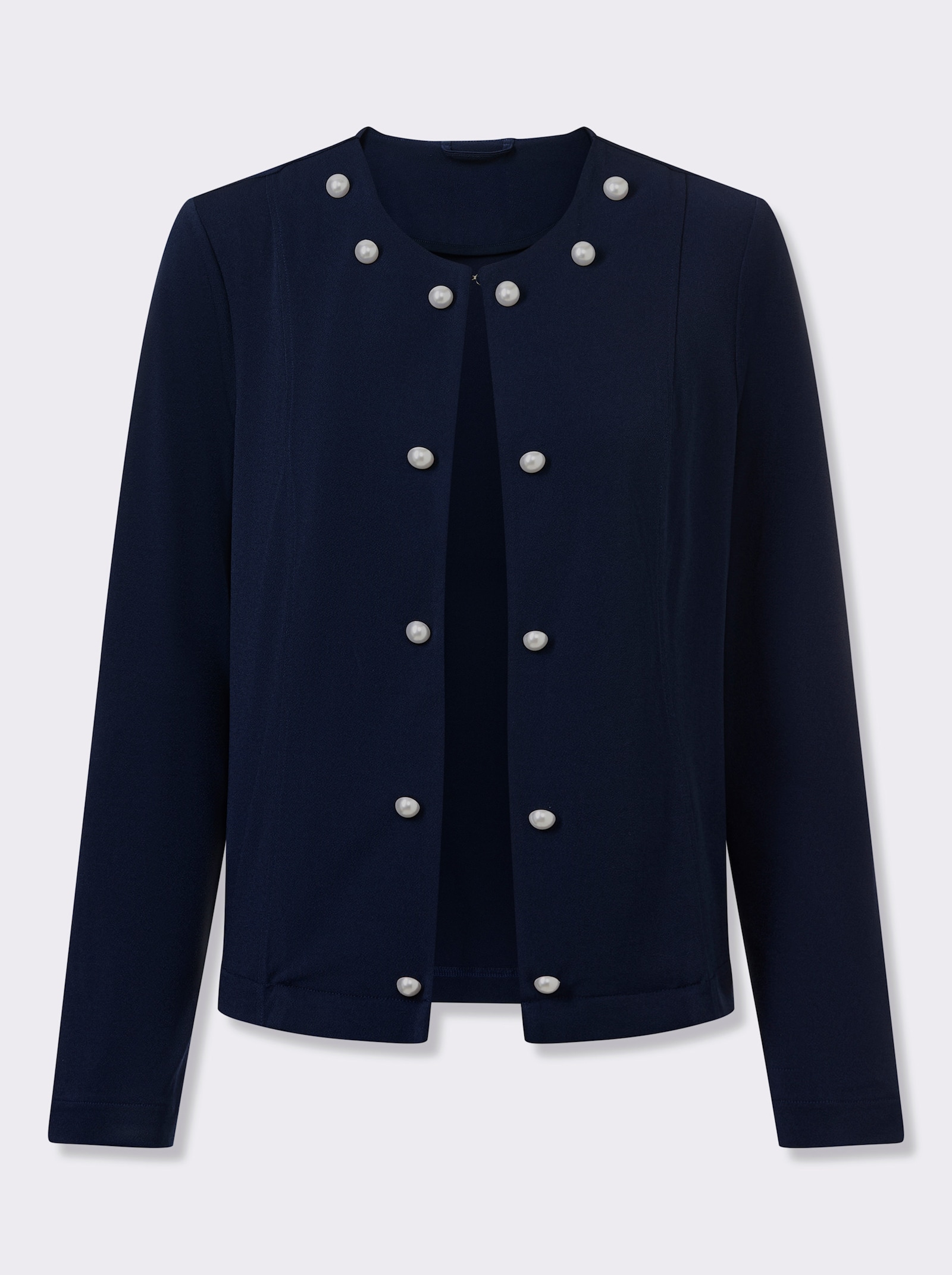 Jerseyblazer mit Zierperlen - marine