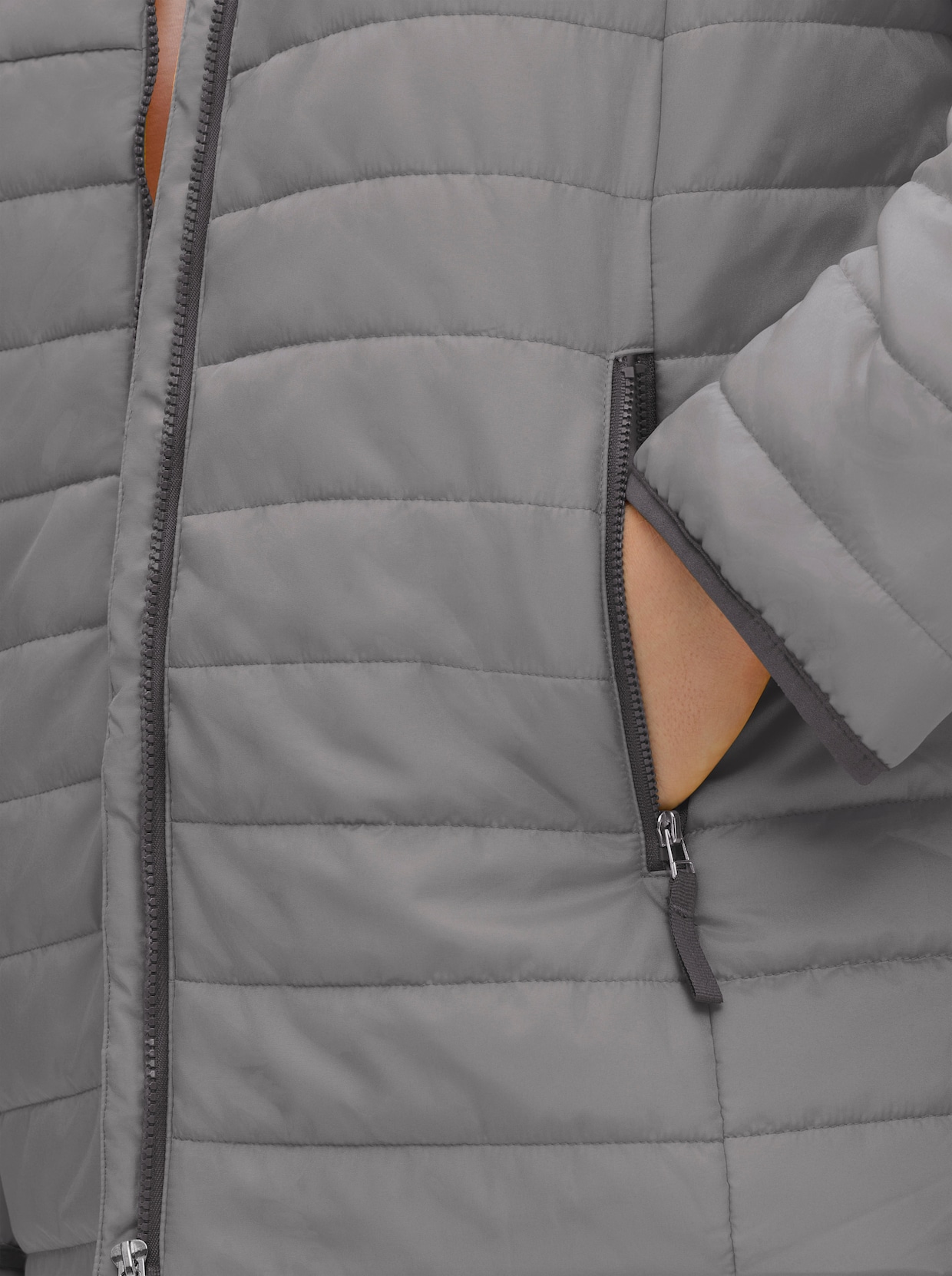 Steppjacke mit kontrastfarbenen Akzenten - grau