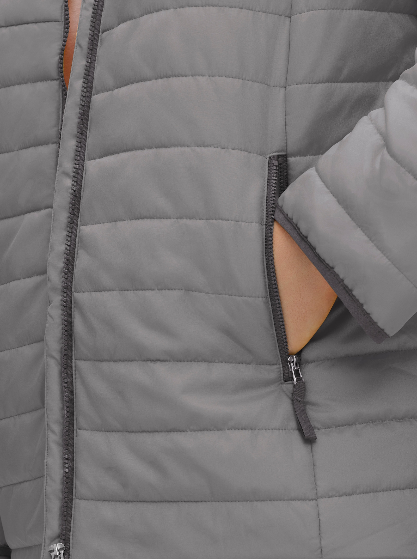 Steppjacke mit kontrastfarbenen Akzenten - grau