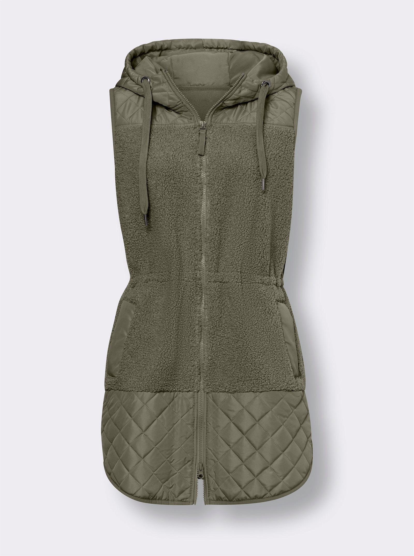 heine Fleeceweste mit Stepp-Partien - khaki