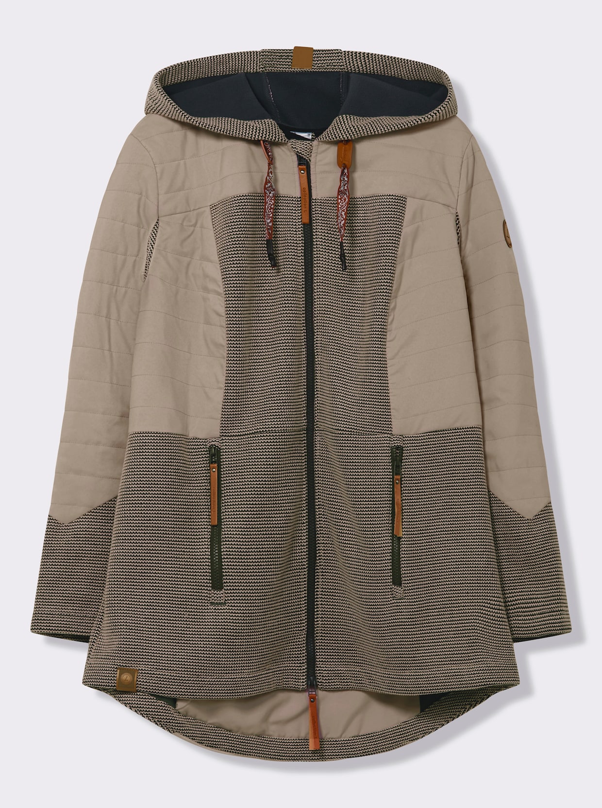 Übergangsjacke im Mix aus Fleece und Stepp - sesam