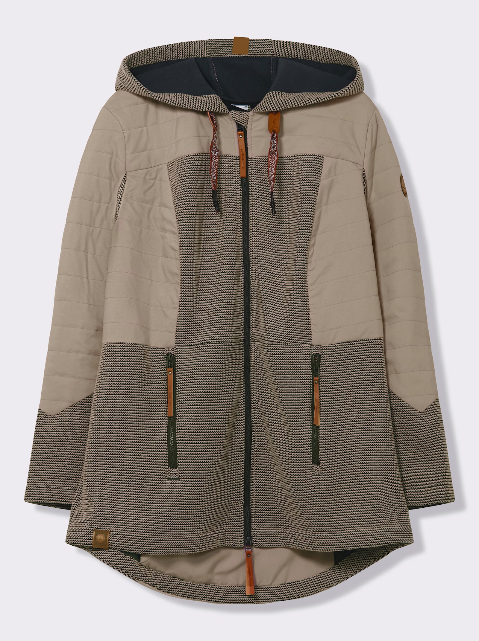 Übergangsjacke im Mix aus Fleece und Stepp - sesam