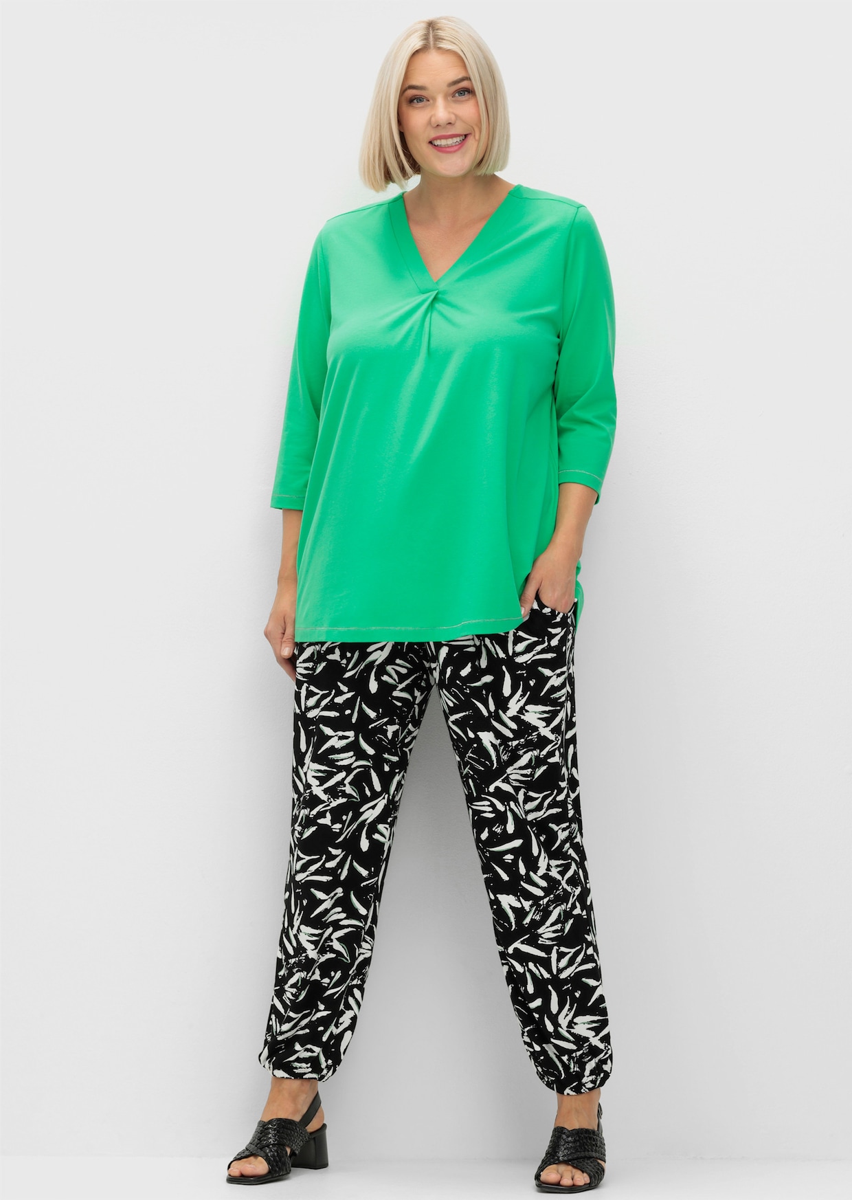 sheego Shirt met 3/4-mouw - grasgroen