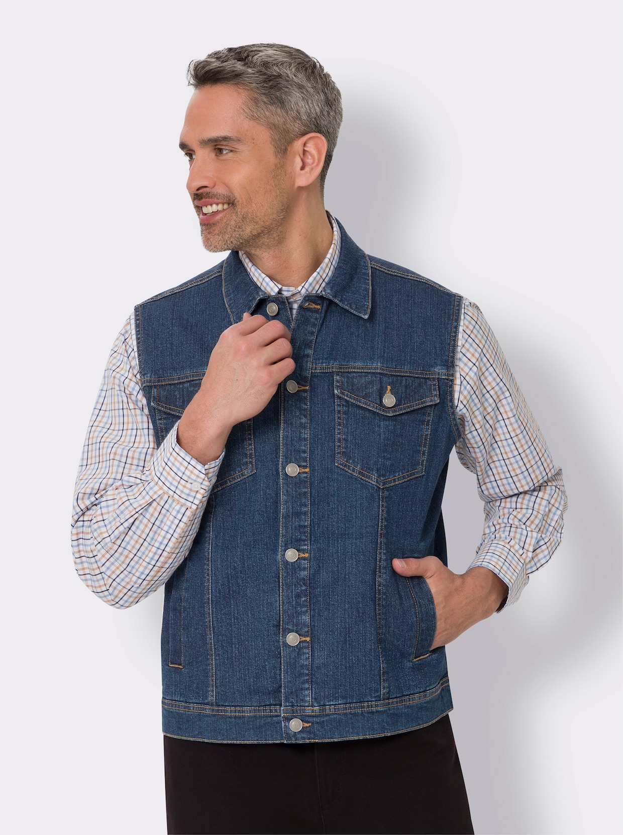 Jeansgilet - blue-stonewashed