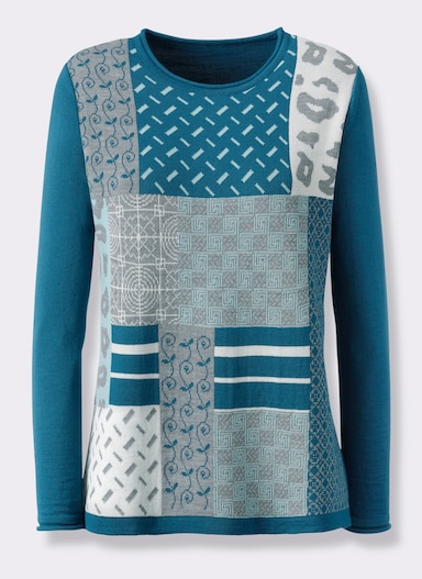 Jacquardpullover - topas-aquamarin-gemustert