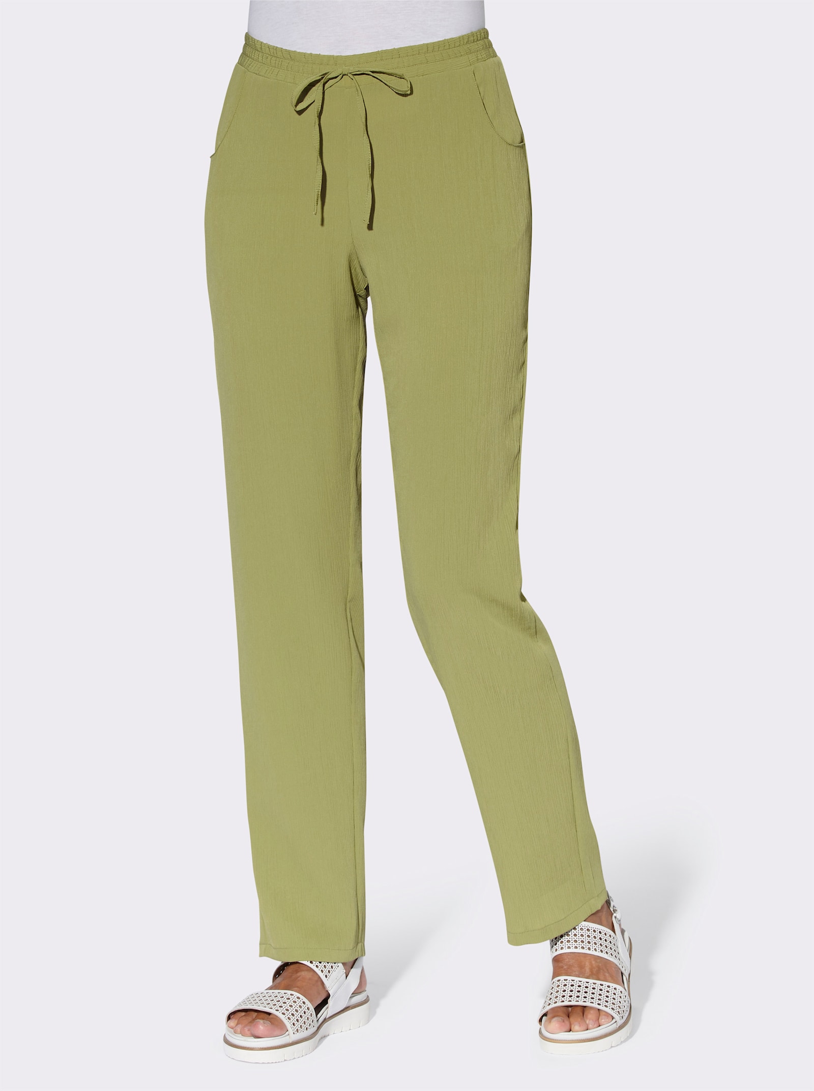 Navlékací kalhoty s ozdobným páskem - rákos. + rákos.-bílá-potisk