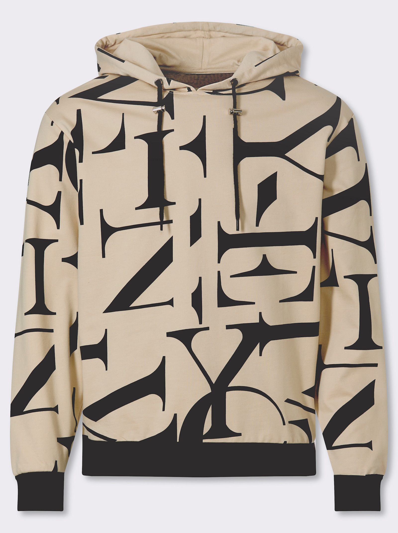 Marco Donati Hoodie - sand-schwarz-bedruckt