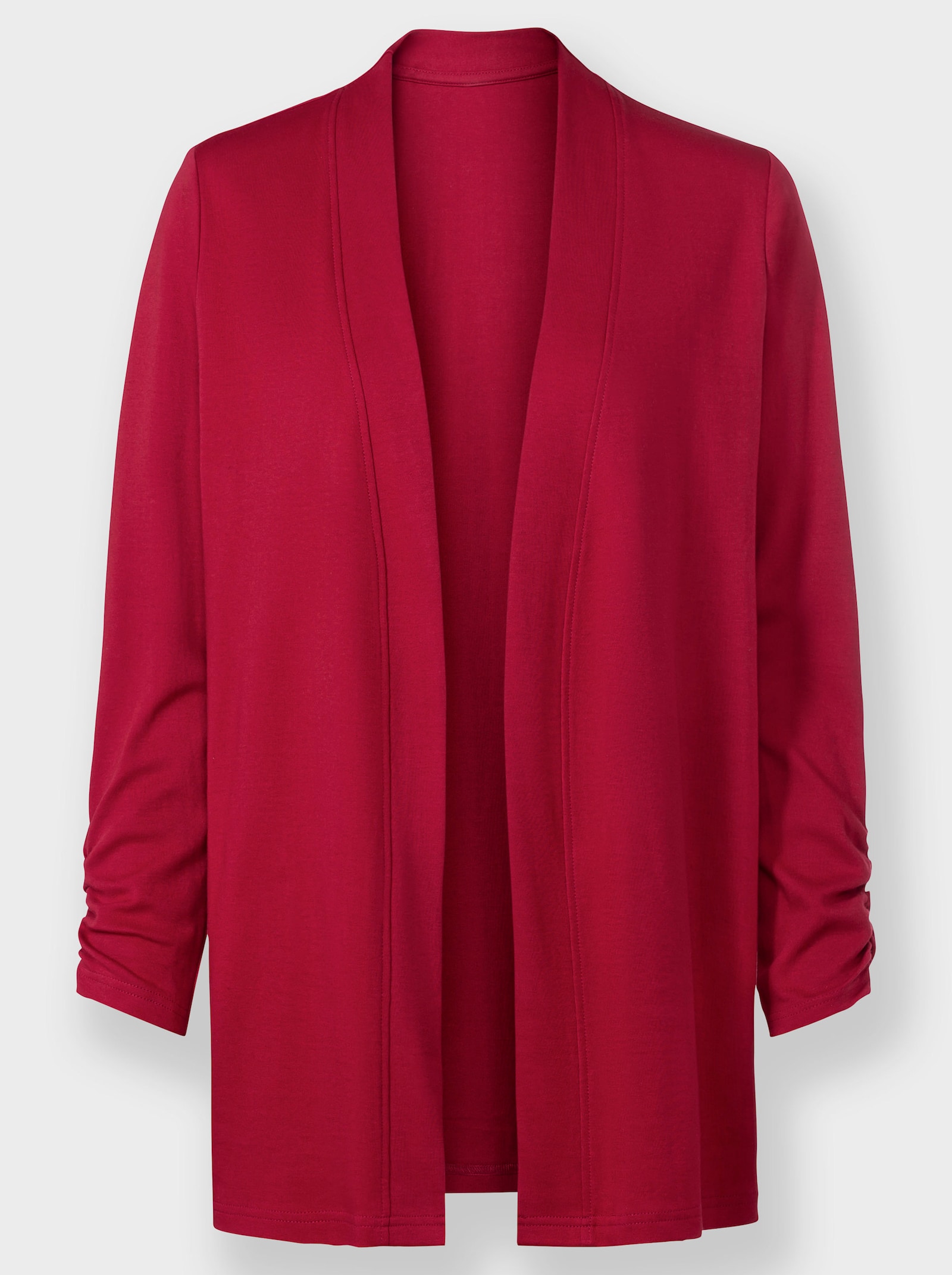 Shirtjacke mit Ärmel-Raffungen - kirsche