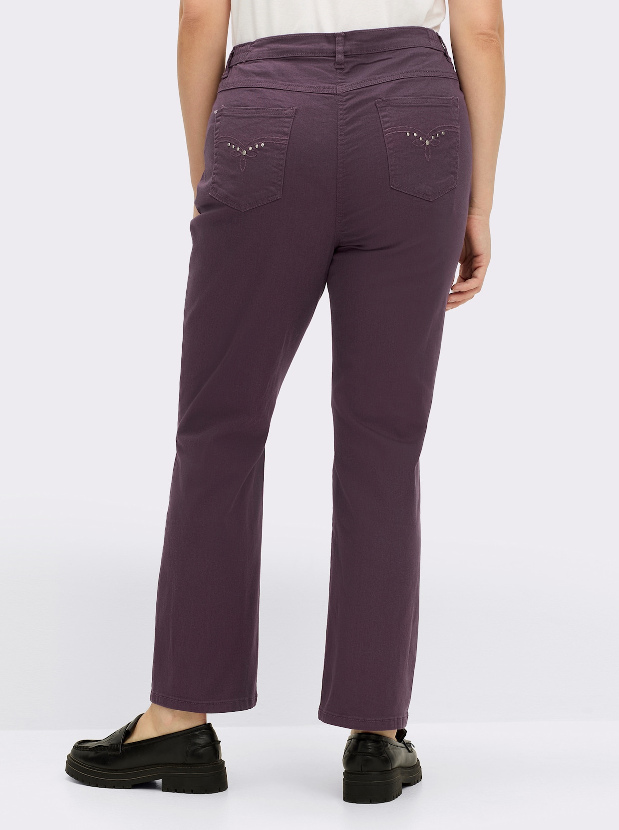 5-Pocket-Jeans mit Stickerei-Motiv - aubergine