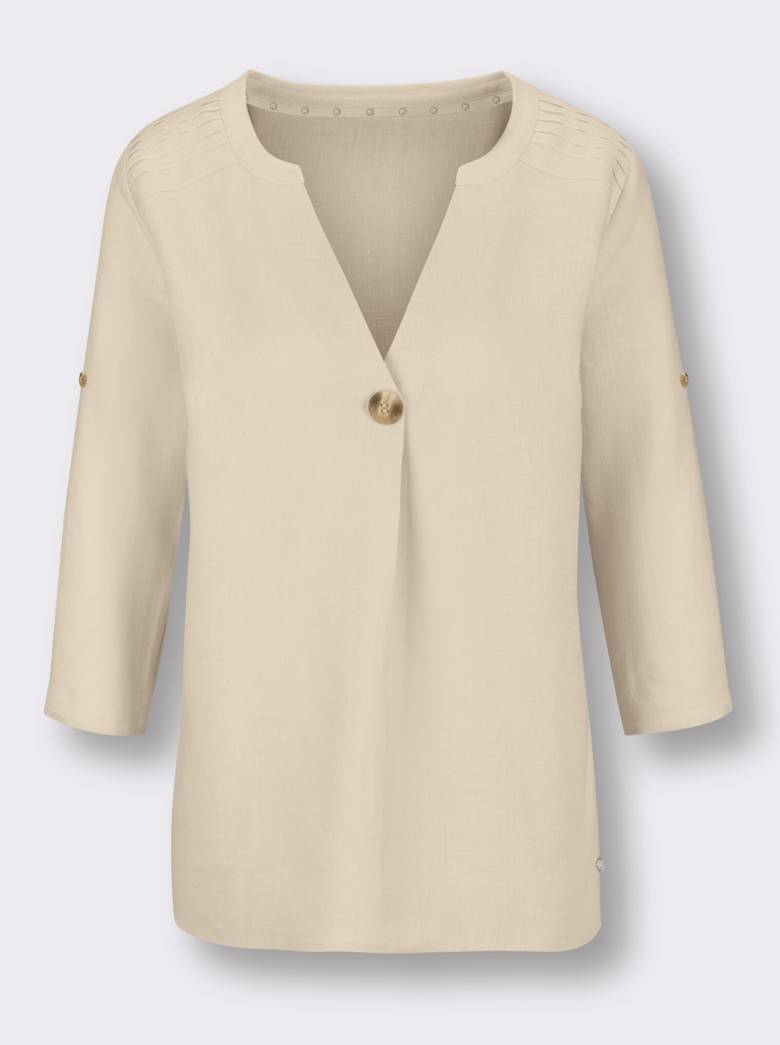 CREATION L PREMIUM Longbluse mit Falte - sand-meliert