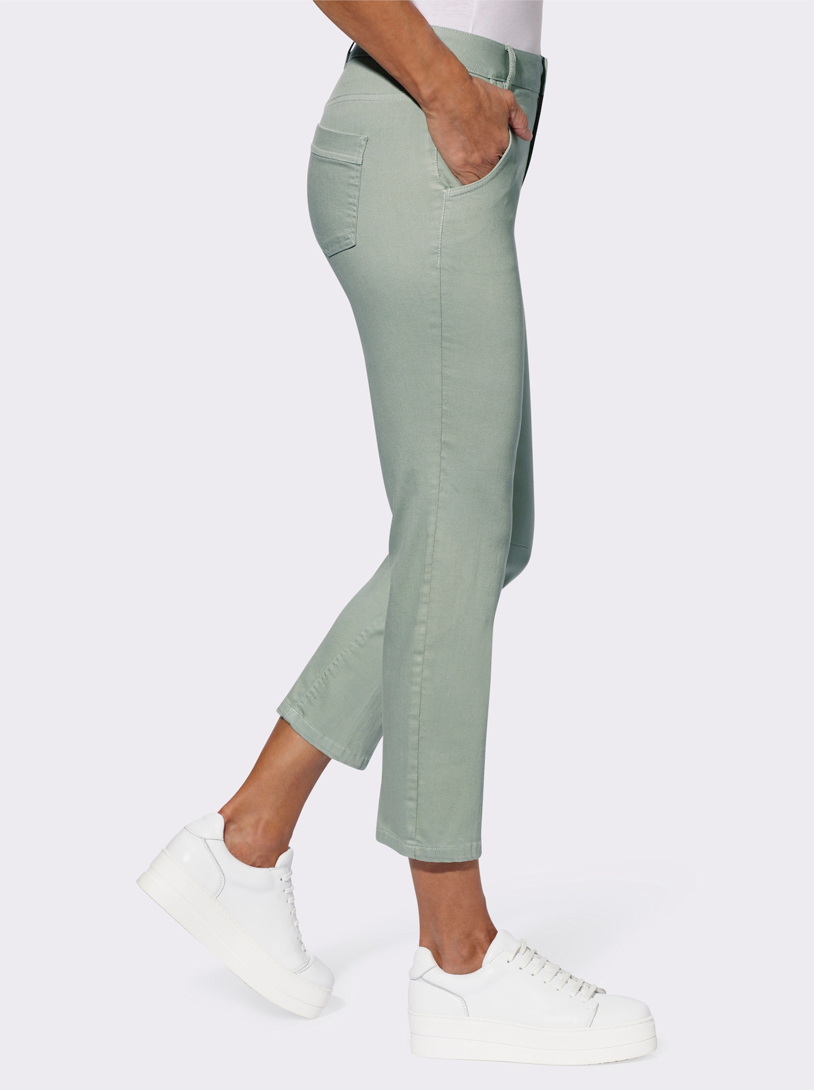 Ankeljeans med sidoficka - kalkmint