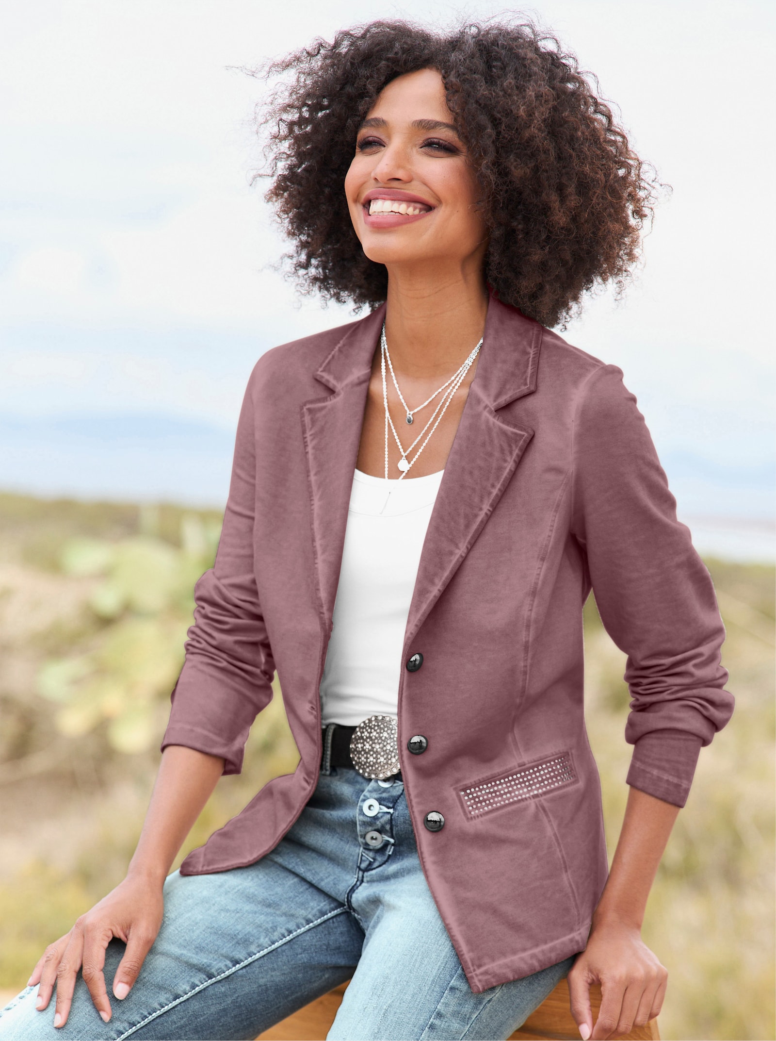 heine Sweatblazer mit Ziersteinen - bordeaux