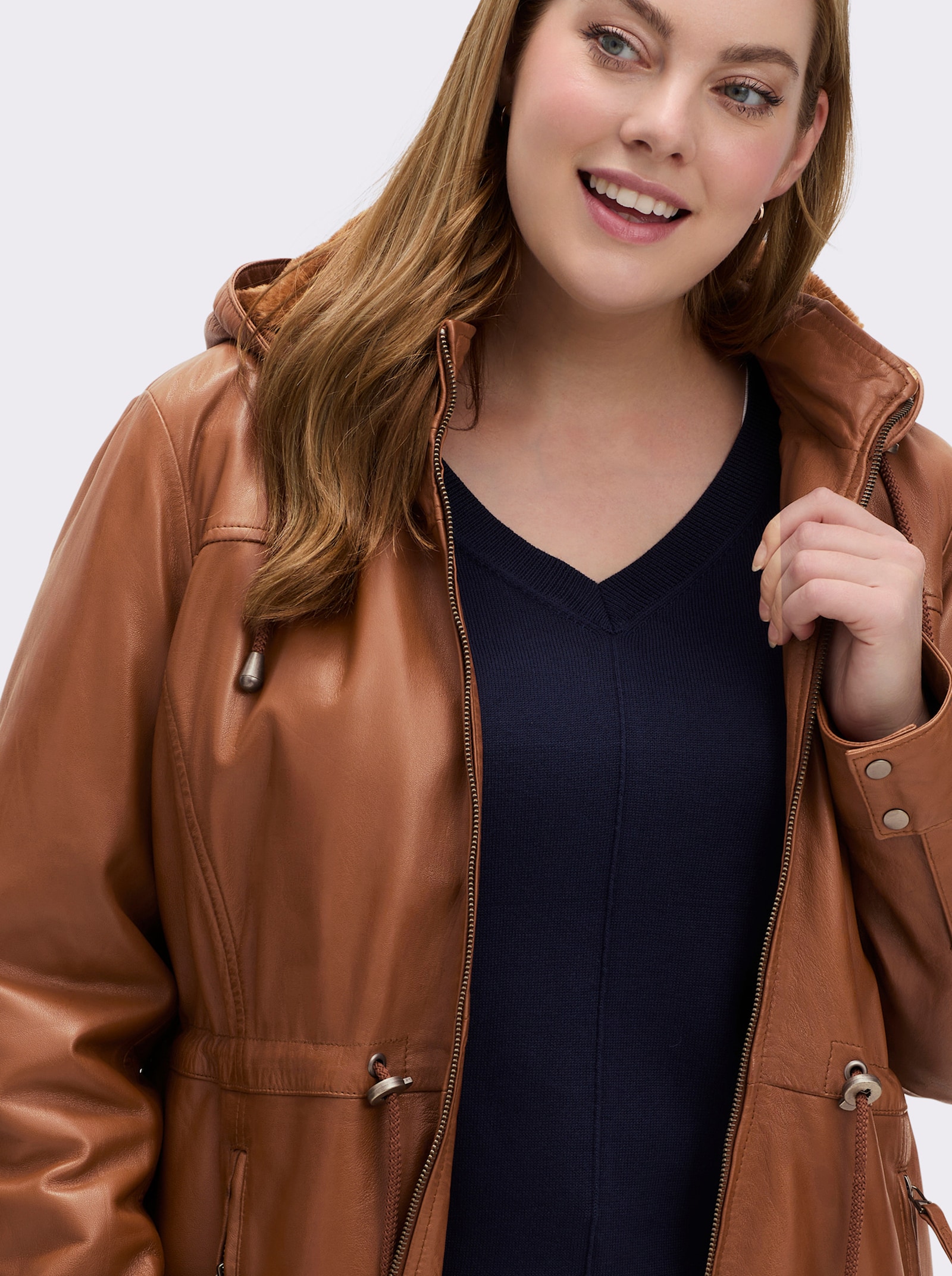 Mainpol Lederjacke aus Lammnappa - cognac