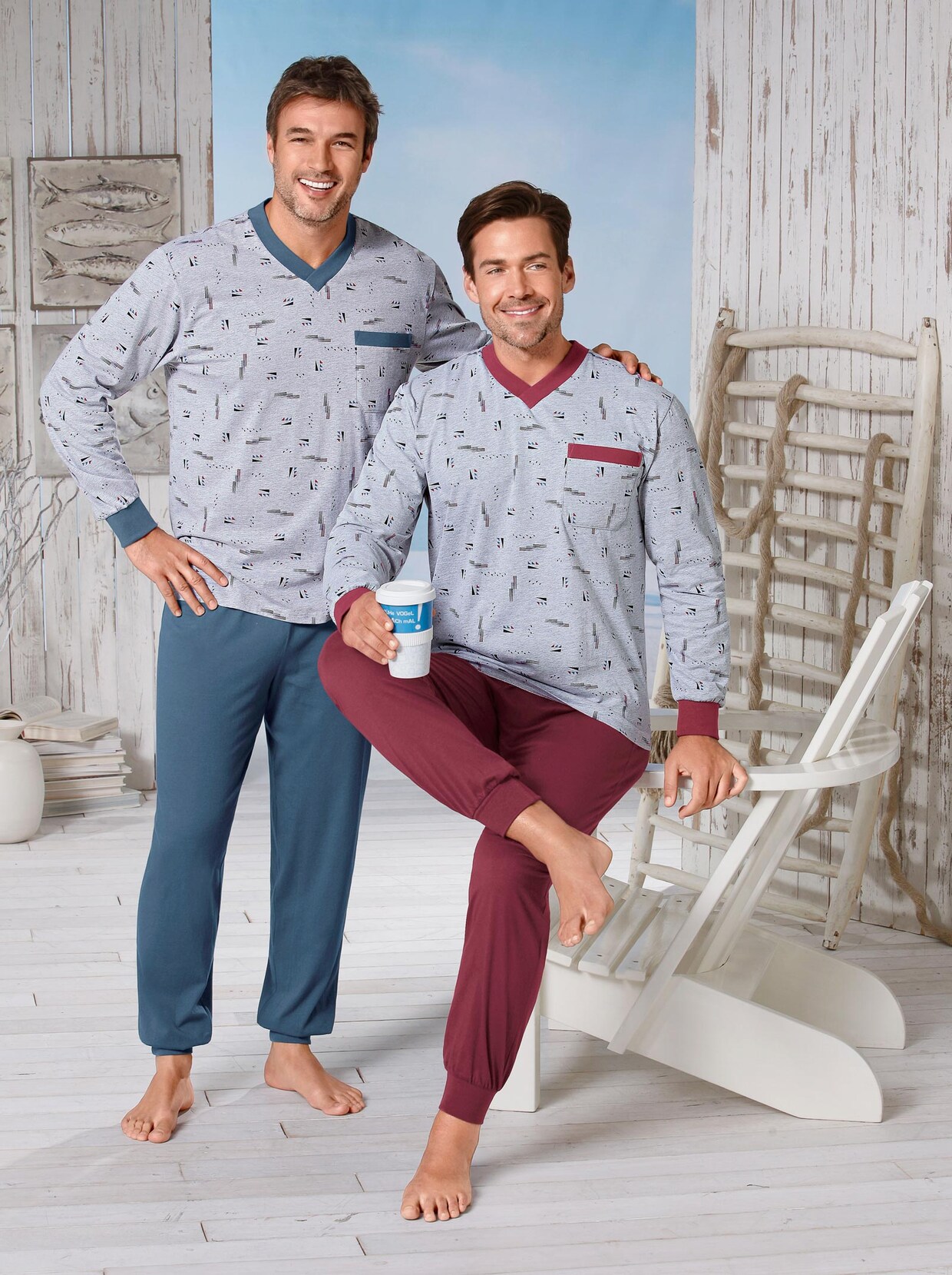 KINGsCLUB Pyjama's - blauw + wijnrood