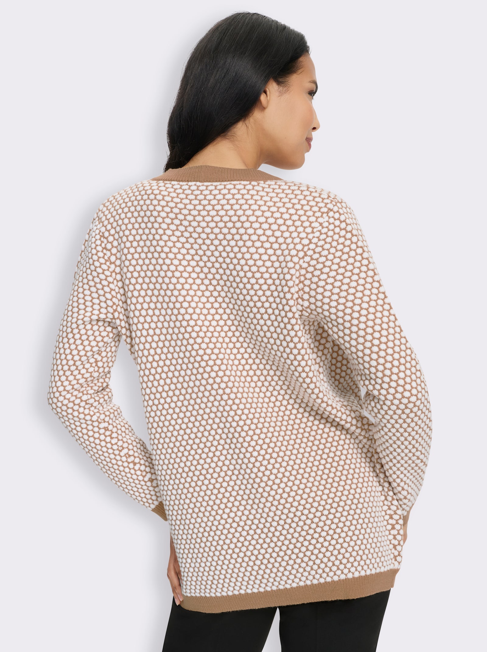Strickjacke mit Strickstruktur - camel-ecru-gemustert