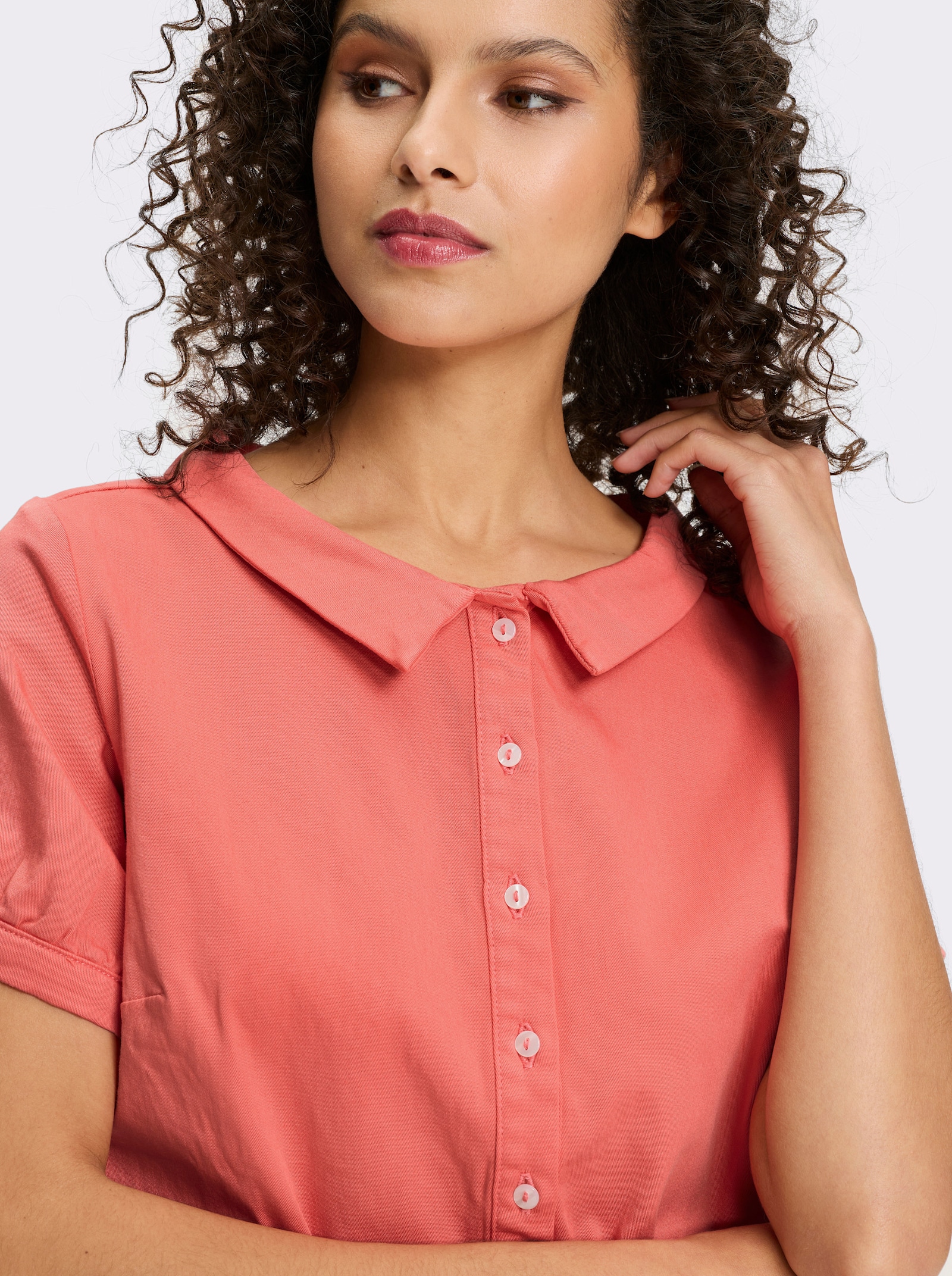 heine Jeansbluse mit Bubikragen - koralle