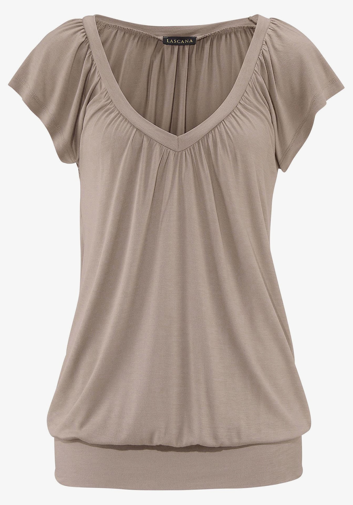 LASCANA Shirt met V-hals - taupe