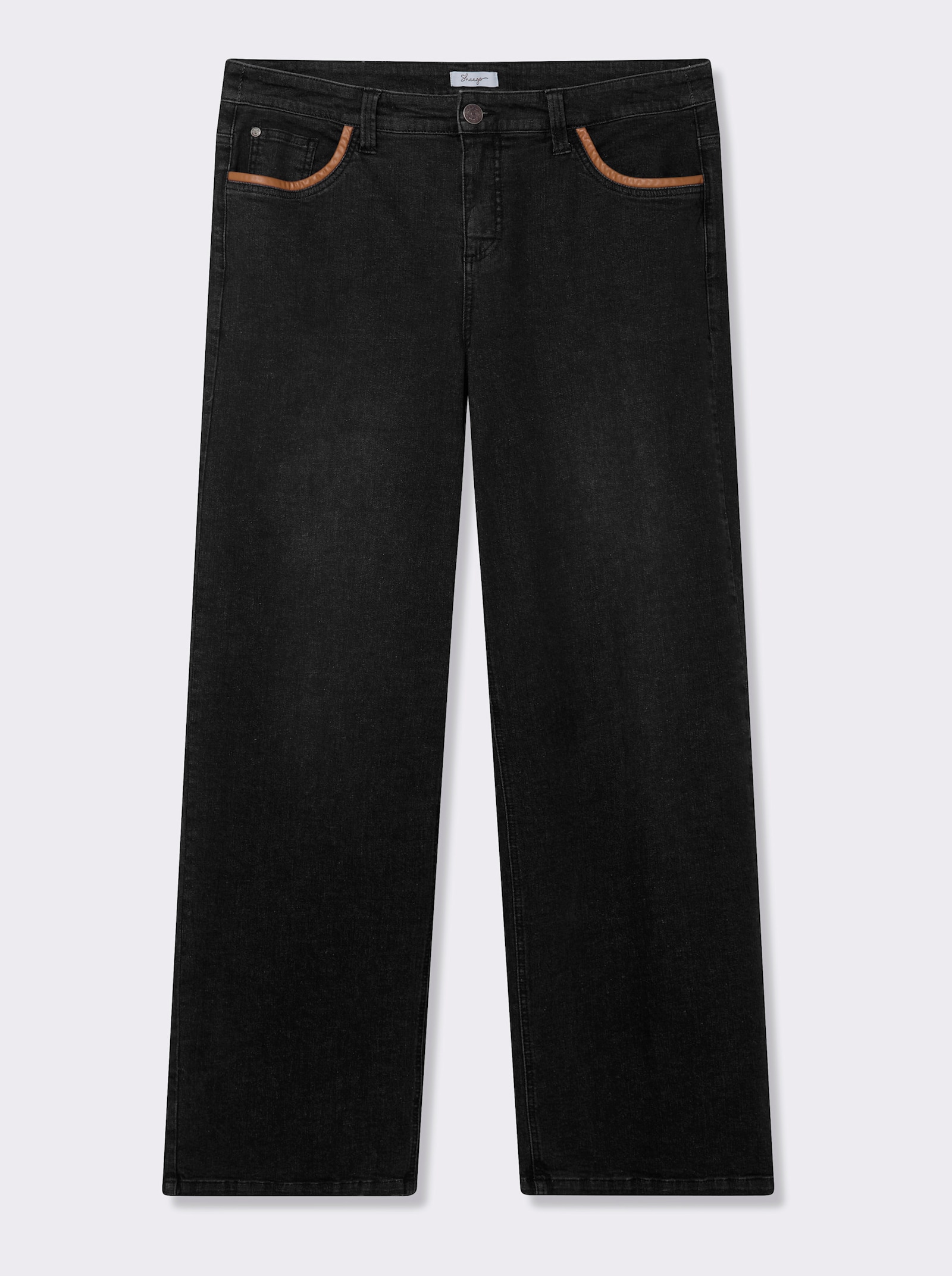 sheego Jeans met wijde pijpen en paspels - black denim