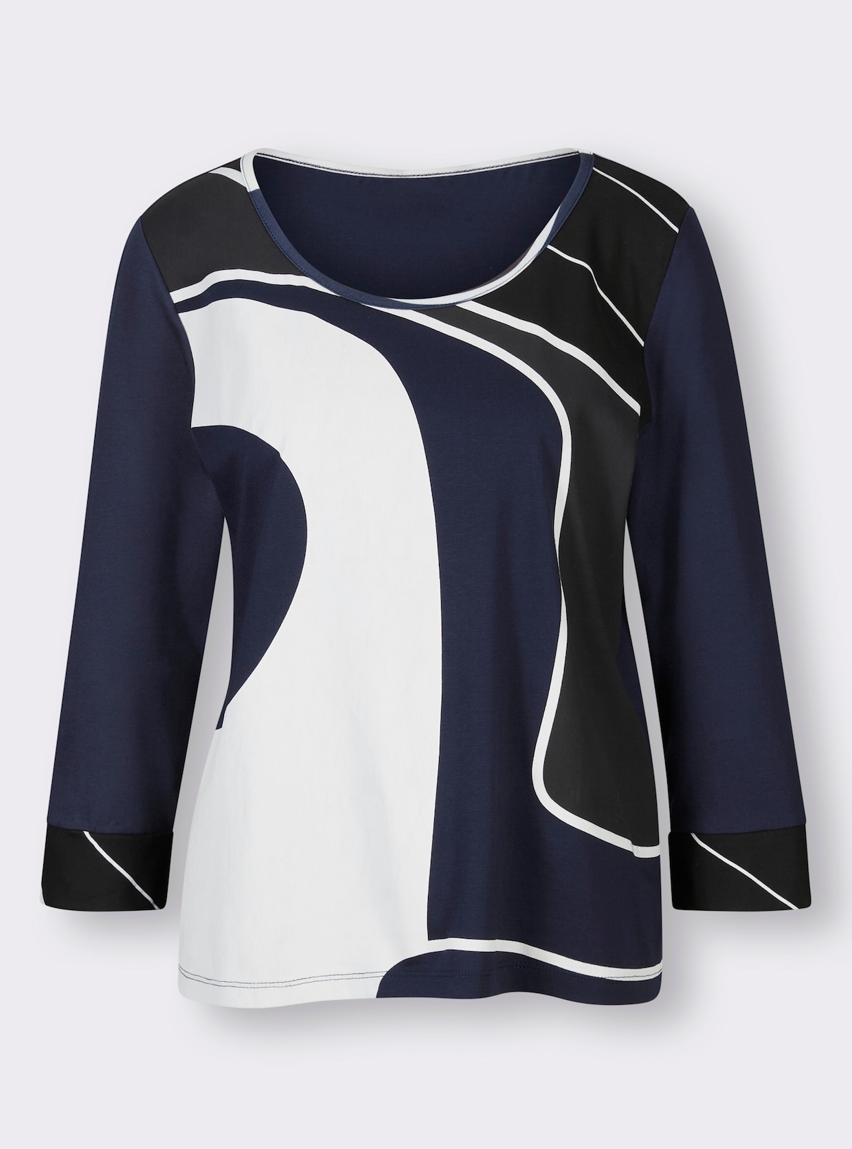 3/4-Arm-Shirt - marine-ecru-bedruckt