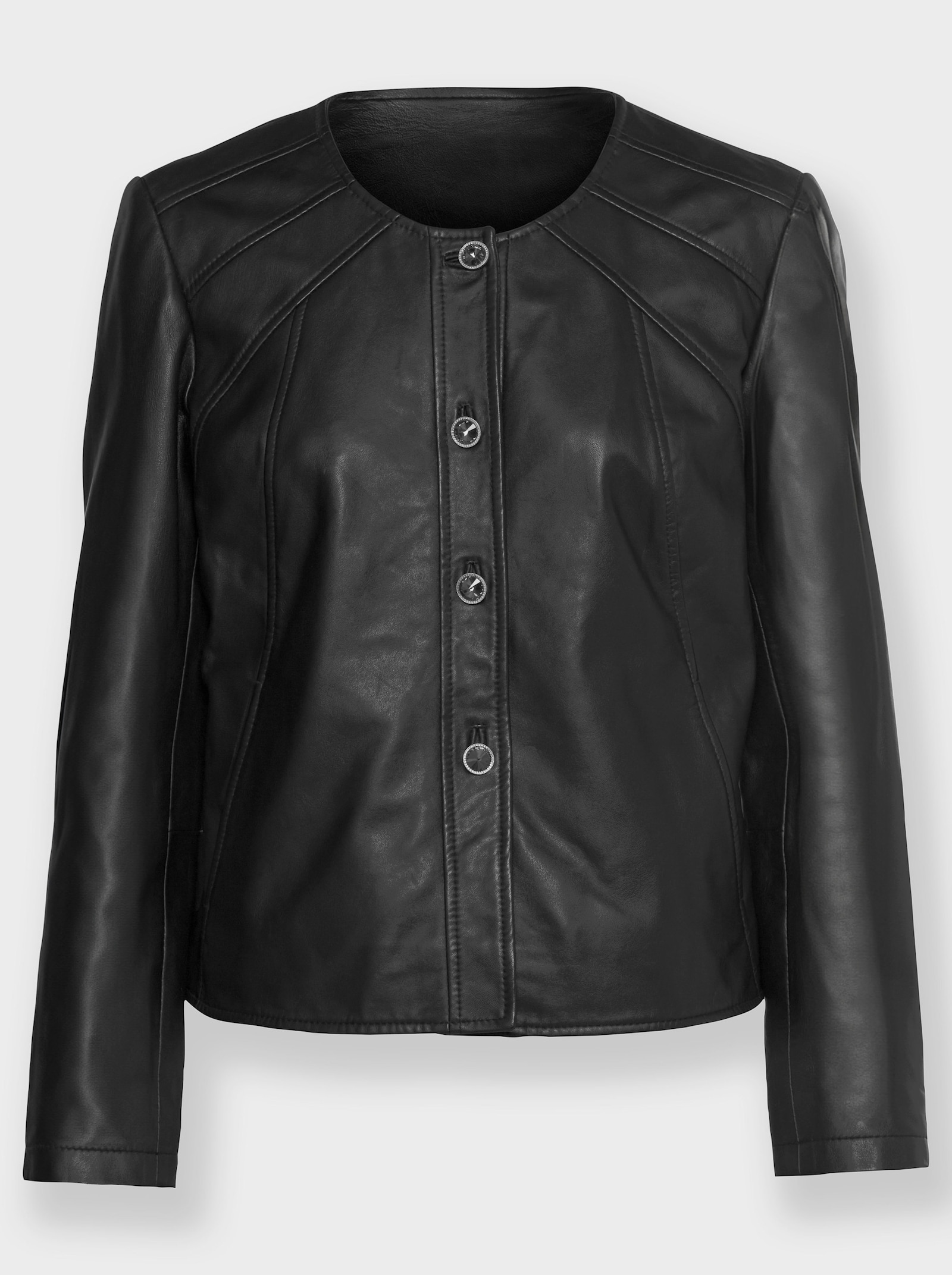 heine Lederjacke mit Schmuckknöpfen - schwarz