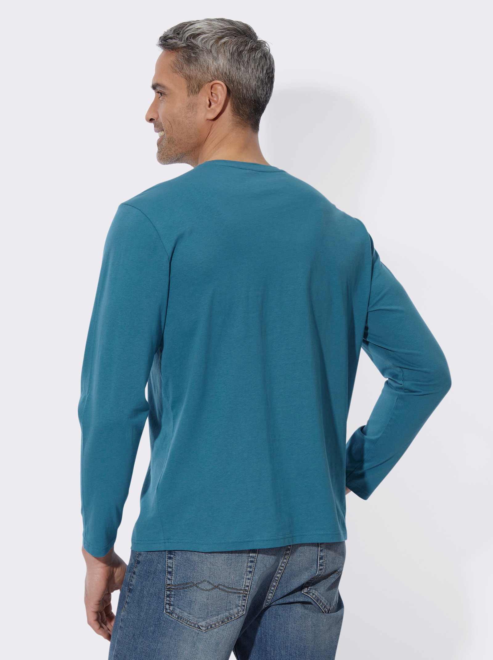 Langarmshirt mit Gebirgs-Druckmotiv - topas