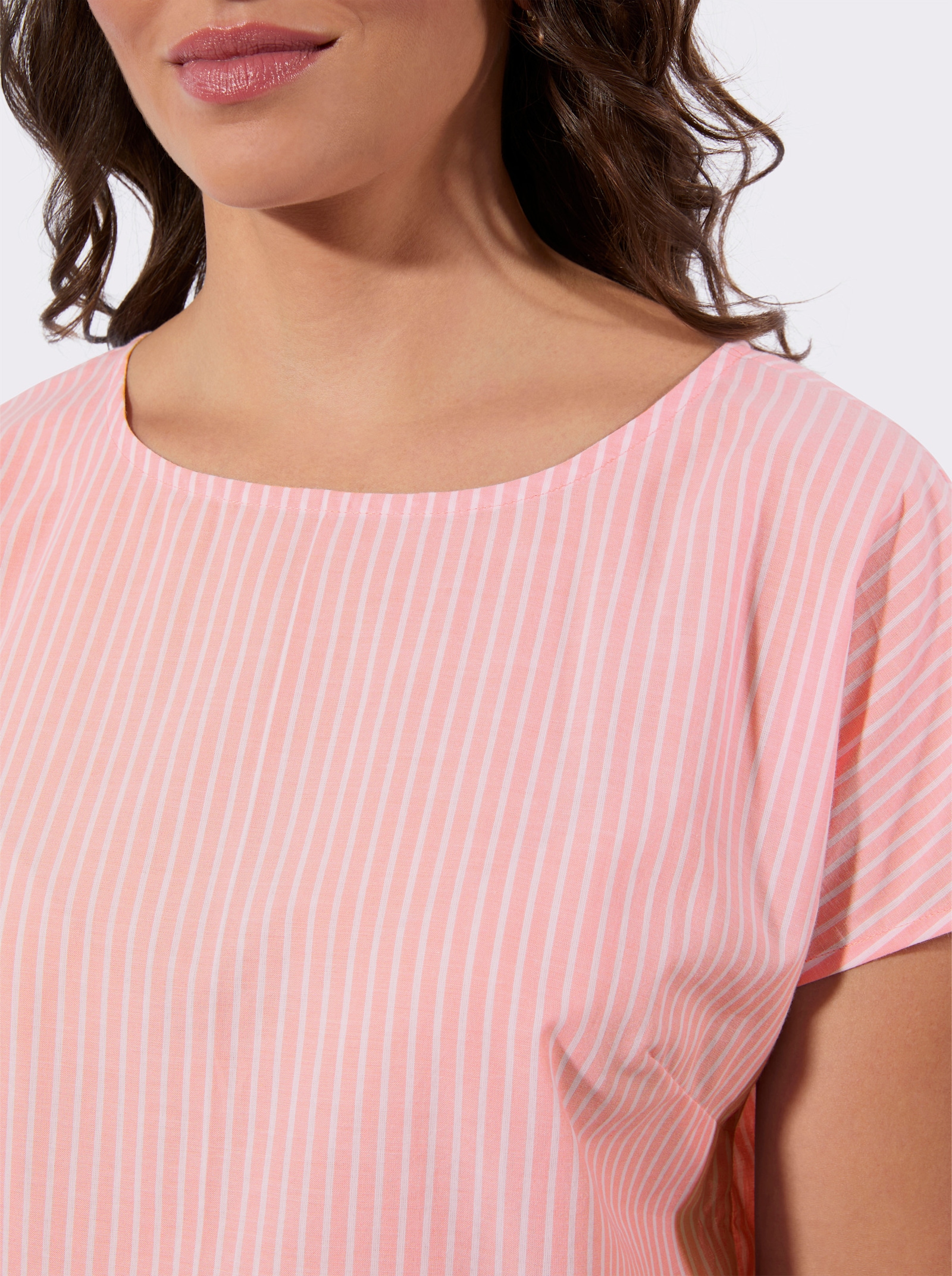 Gestreifte Bluse in Schlupfform - rosenquarz-weiß-gestreift